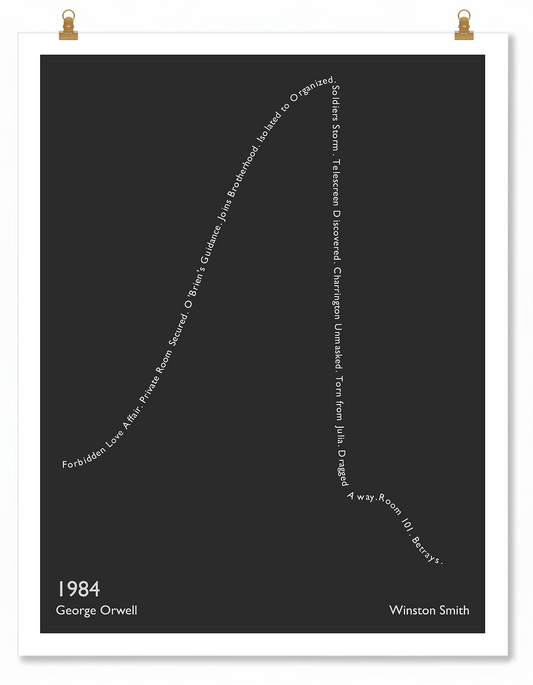 1984 — Winston Smith — George Orwell | ↑ ↓↓ — Icarus | 11x14 — Storybeats — Gray/Gray | Poster | SKU: 29161194672737540710
