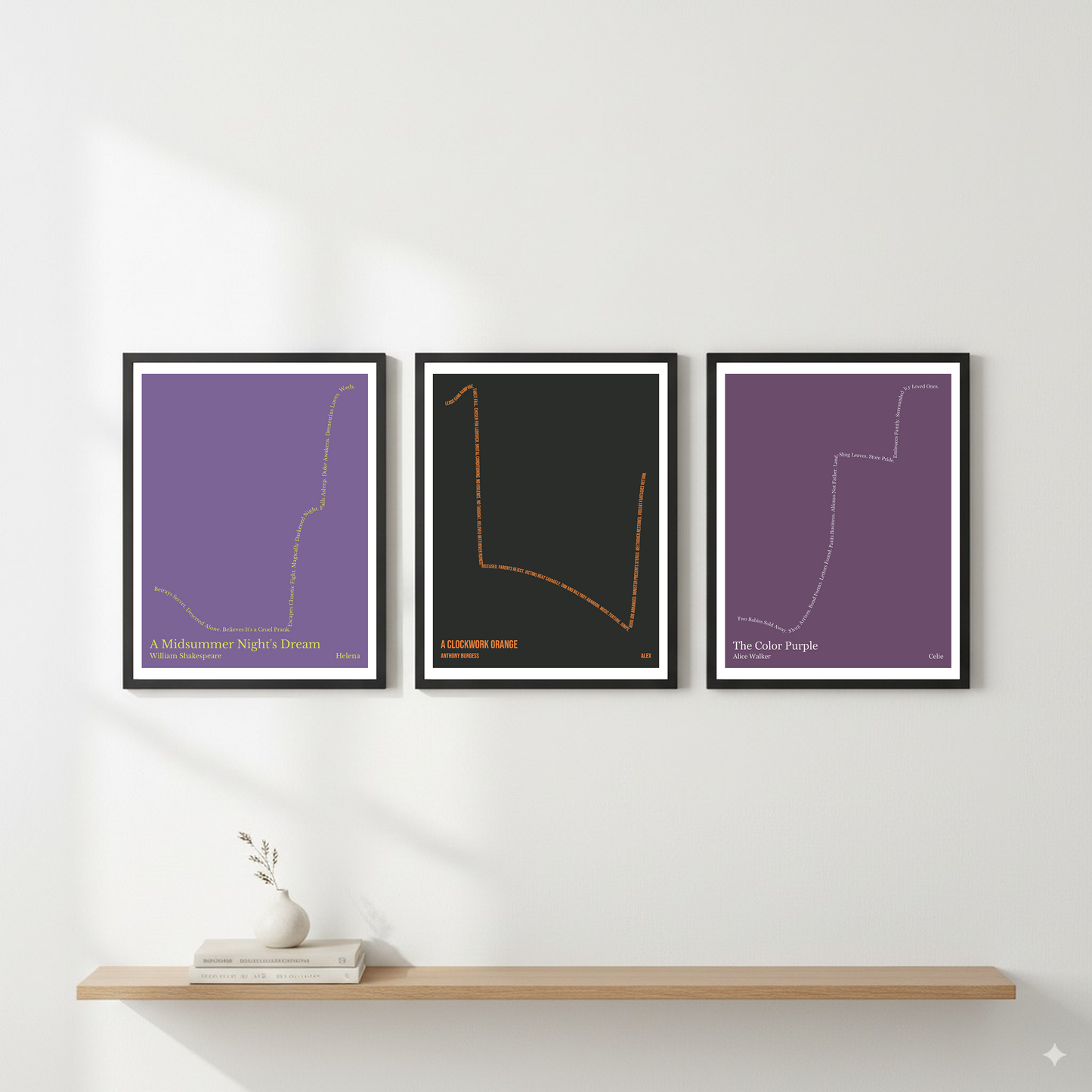 A Clockwork Orange — Alex — Anthony Burgess | → ↓ ↑ — Man in Hole | 11x14 — Storybeats — Gray/Orange | Gallery Wall — Frame | SKU: 15787327739306342323