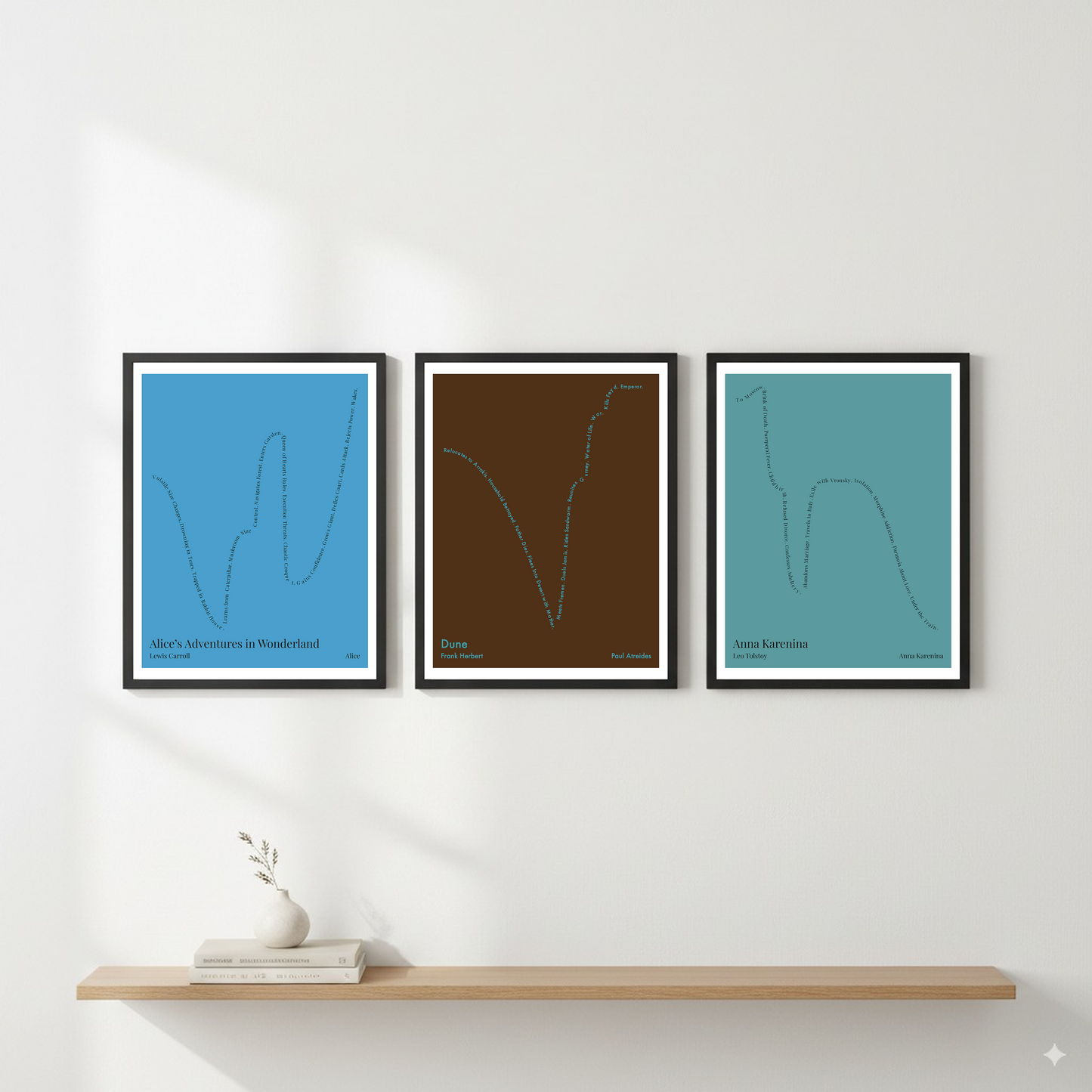 Dune — Paul Atreides — Frank Herbert | ↓ ↑↑ — Man in Hole | 11x14 — Storybeats — Brown/Teal | Gallery Wall — Frame | SKU: 33849459324399324374