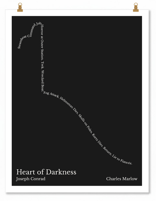 Heart of Darkness — Charles Marlow — Joseph Conrad | ↑ ↓↓↓ — Icarus | 11x14 — Storybeats — Black/White | Poster | SKU: 32724043060349228797