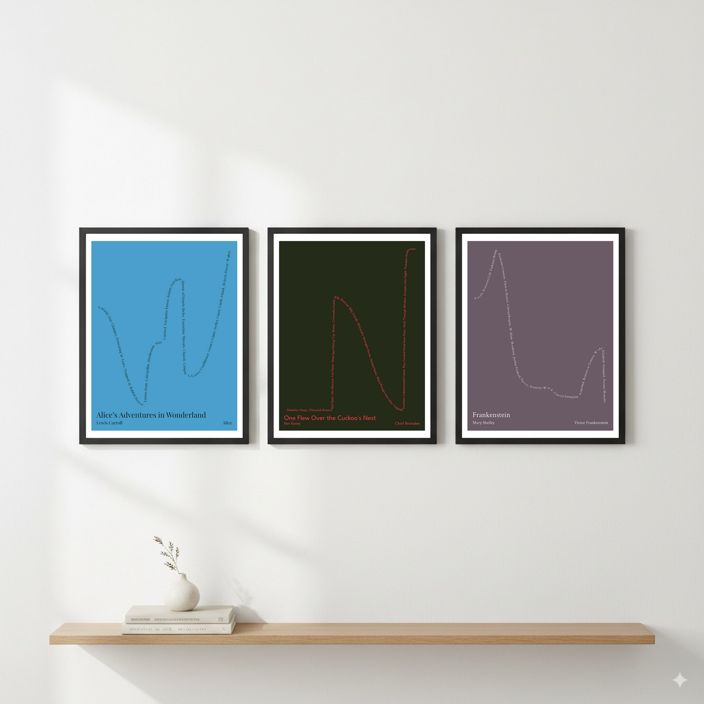 One Flew Over the Cuckoo's Nest — Chief Bromden — Ken Kesey | → ↑ ↓ ↑↑ — Boy Meets Girl | 11x14 — Storybeats — Black/Red | Gallery Wall — Frame | SKU: 20061460723933393336