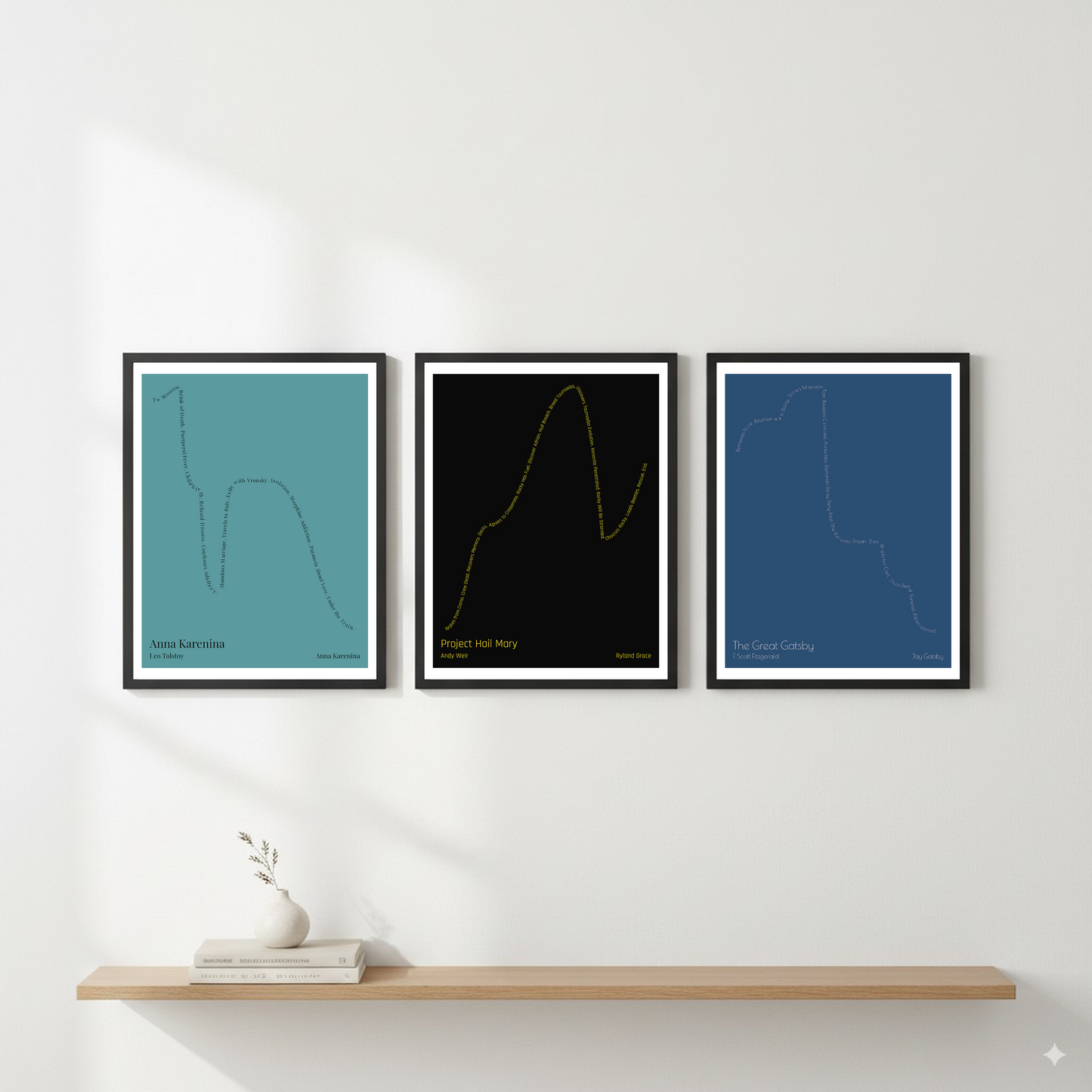 Project Hail Mary — Ryland Grace — Andy Weir | ↑↑ ↓↓ ↑ — Boy Meets Girl | 11x14 — Storybeats — Black/Gold | Gallery Wall — Frame | SKU: 41089288403247493034