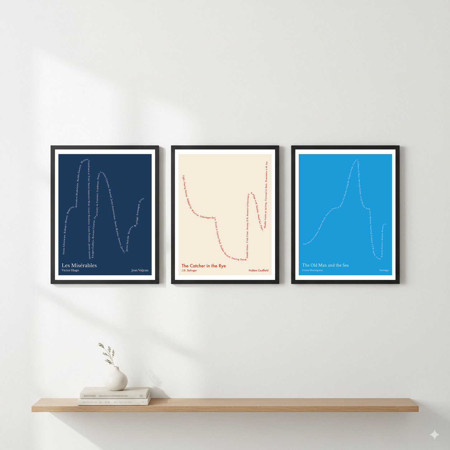 The Catcher in the Rye — Holden Caulfield — J.D. Salinger | ↓↓ ↑ ↓ ↑↑ — Complex | 11x14 — Storybeats — Ivory/Red | Gallery Wall — Frame | SKU: 74118550176721387334