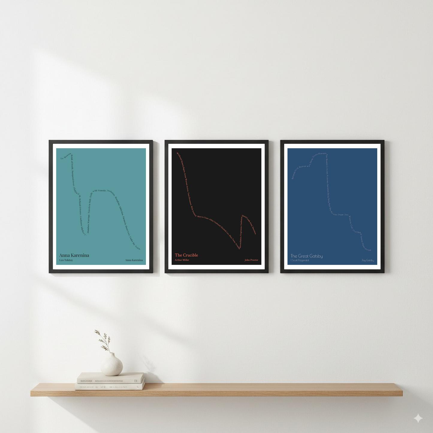The Crucible — John Proctor — Arthur Miller | ↓↓↓ ↑ ↓ — Oedipus | 11x14 — Storybeats — Black/Red | Gallery Wall — Frame | SKU: 24080498023075216104