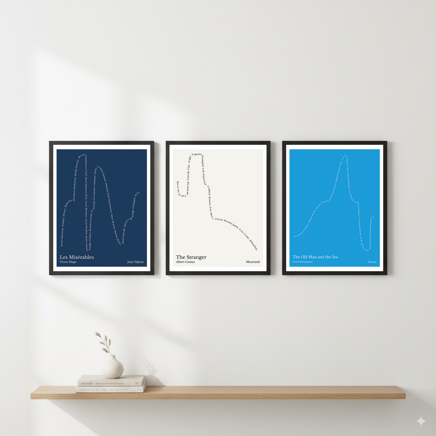 The Stranger — Meursault — Albert Camus | ↓ ↑ ↓↓↓ — Oedipus | 11x14 — Storybeats — White/Black | Gallery Wall — Frame | SKU: 14958685404244899661