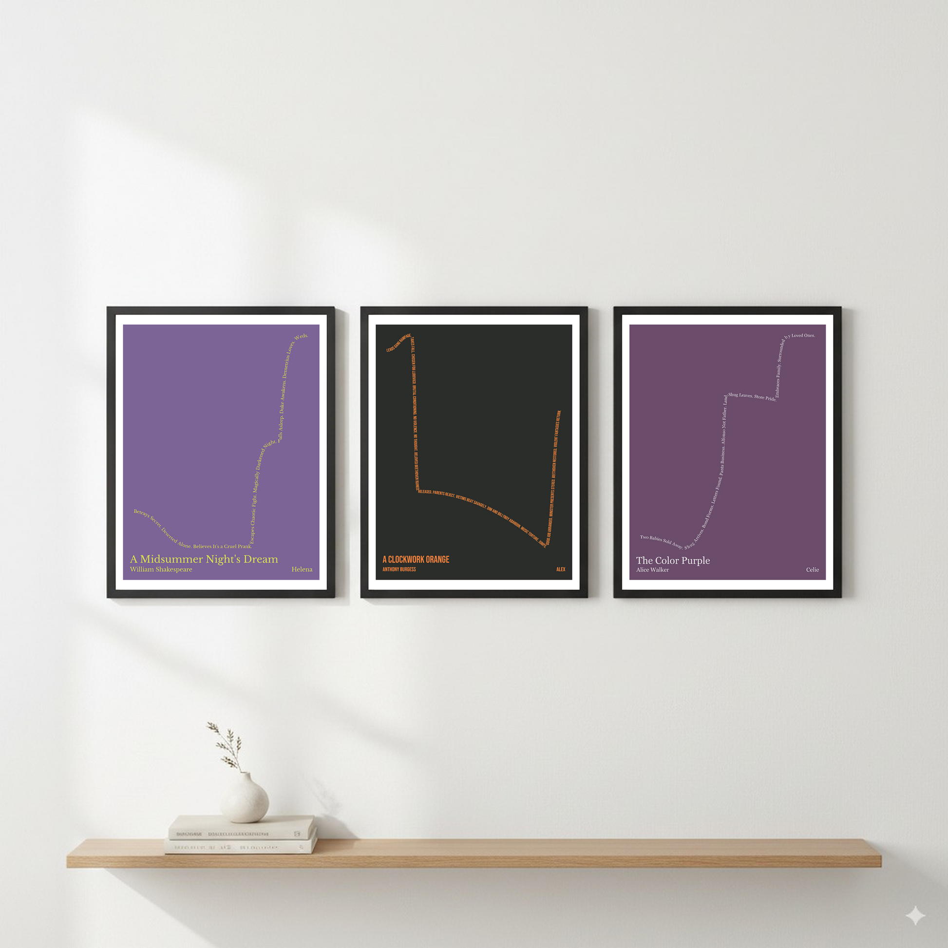 A Clockwork Orange — Alex — Anthony Burgess | → ↓ ↑ — Man in Hole | 11x14 — Storybeats — Gray/Orange | Gallery Wall — Frame | SKU: 15787327739306342323