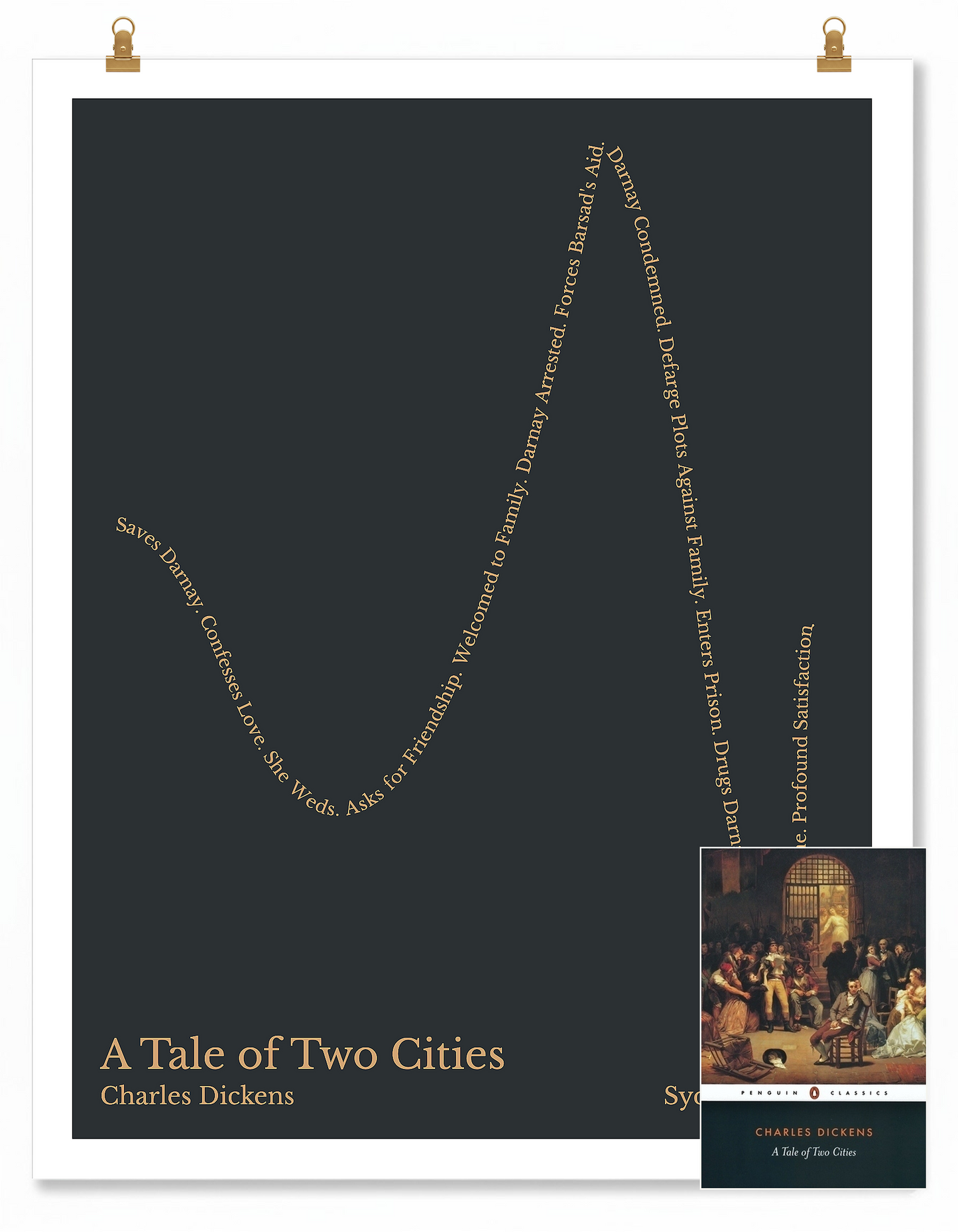 A Tale of Two Cities — Sydney Carton — Charles Dickens | ↓ ↑↑ ↓↓ ↑ — Complex | 11x14 — Storybeats — Charcoal/Tan | SKU: 55441461055390302002
