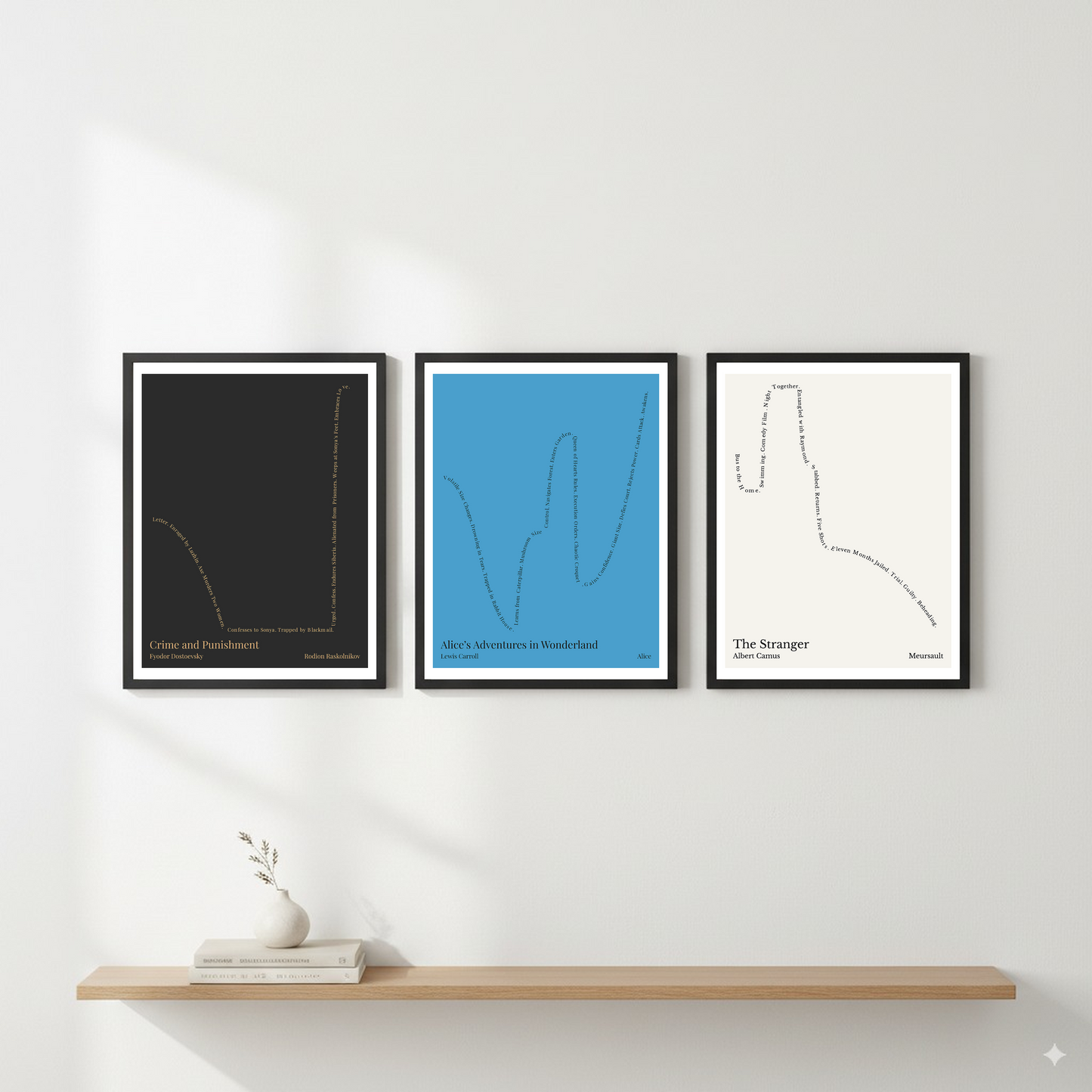 Alice’s Adventures in Wonderland — Alice — Lewis Carroll | ↓ ↑↑ ↓ ↑↑ — Complex | 11x14 — Storybeats — Blue/Black | Gallery Wall — Frame | SKU: 21481966384733644477