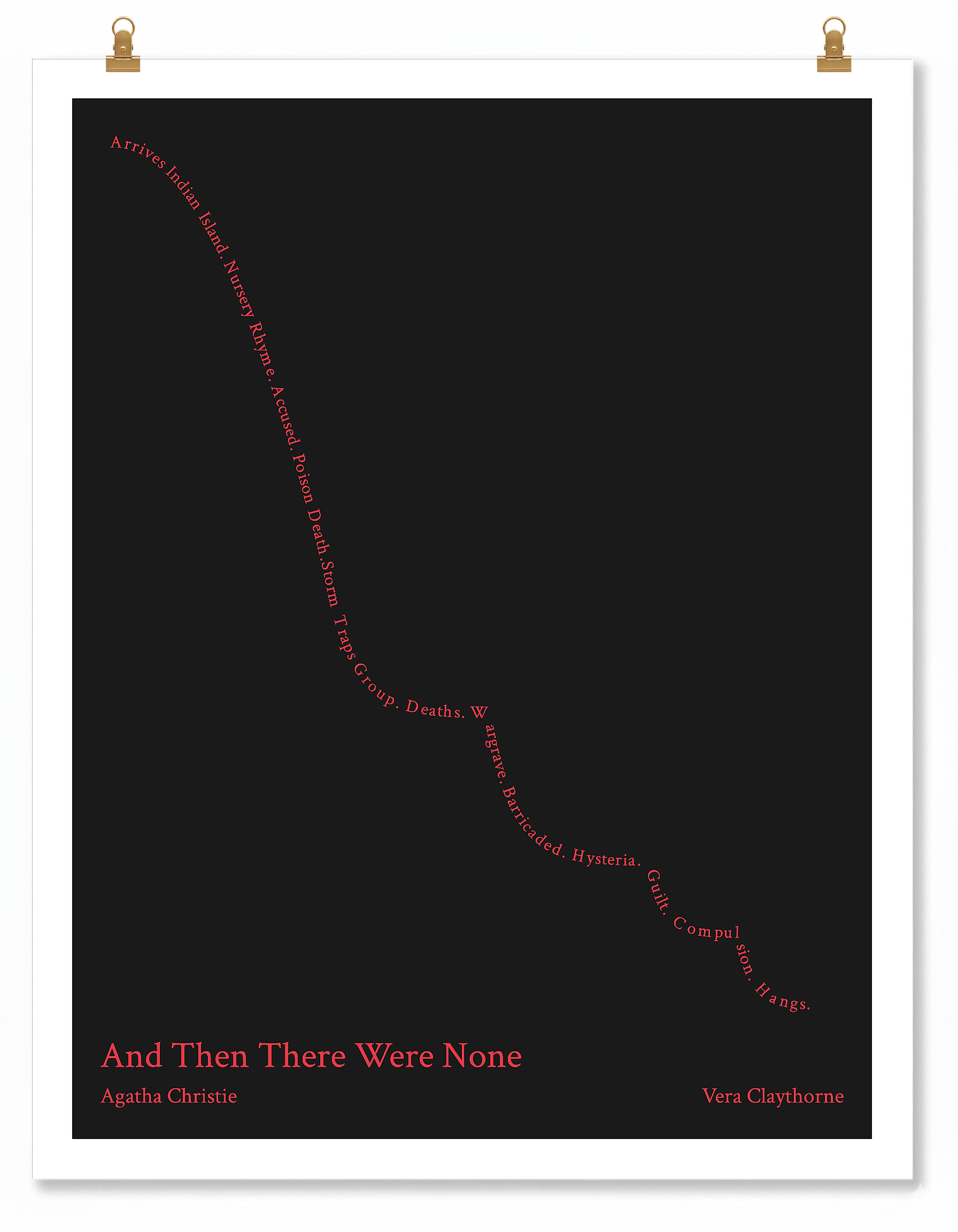 And Then There Were None — Vera Claythorne — Agatha Christie | ↓↓↓ — From Bad to Worse | 11x14 — Storybeats — Black/Red | Poster | SKU: 26927642834304118951