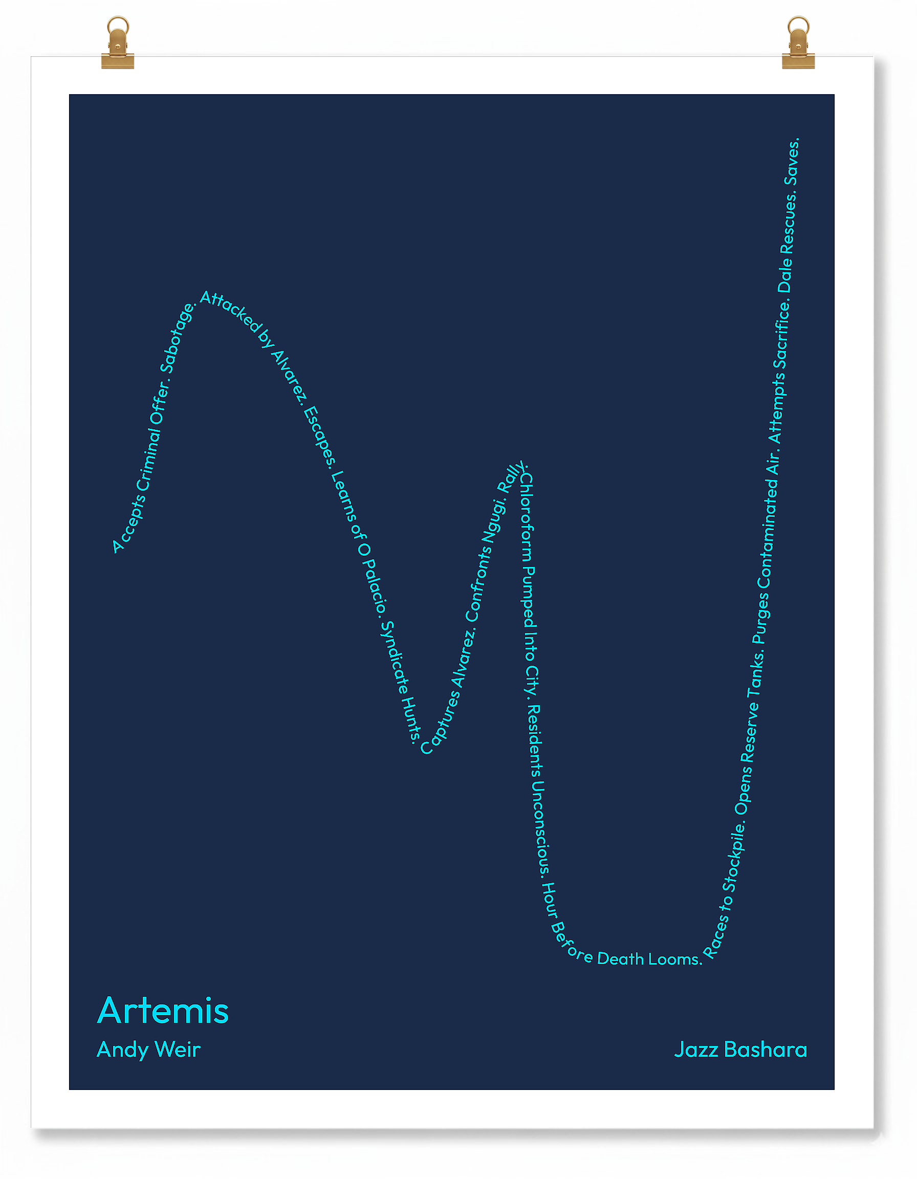 Artemis — Jazz Bashara — Andy Weir | ↑ ↓↓ ↑ ↓ ↑↑ — Complex | 11x14 — Storybeats — Navy/Sky Blue | Poster | SKU: 31234000262836869162
