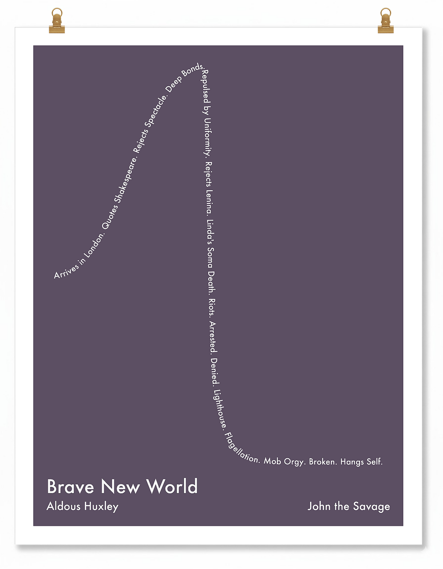 Brave New World — John the Savage — Aldous Huxley | ↑ ↓↓ — Icarus | 11x14 — Storybeats — Charcoal/White | Poster | SKU: 78539631128679890354