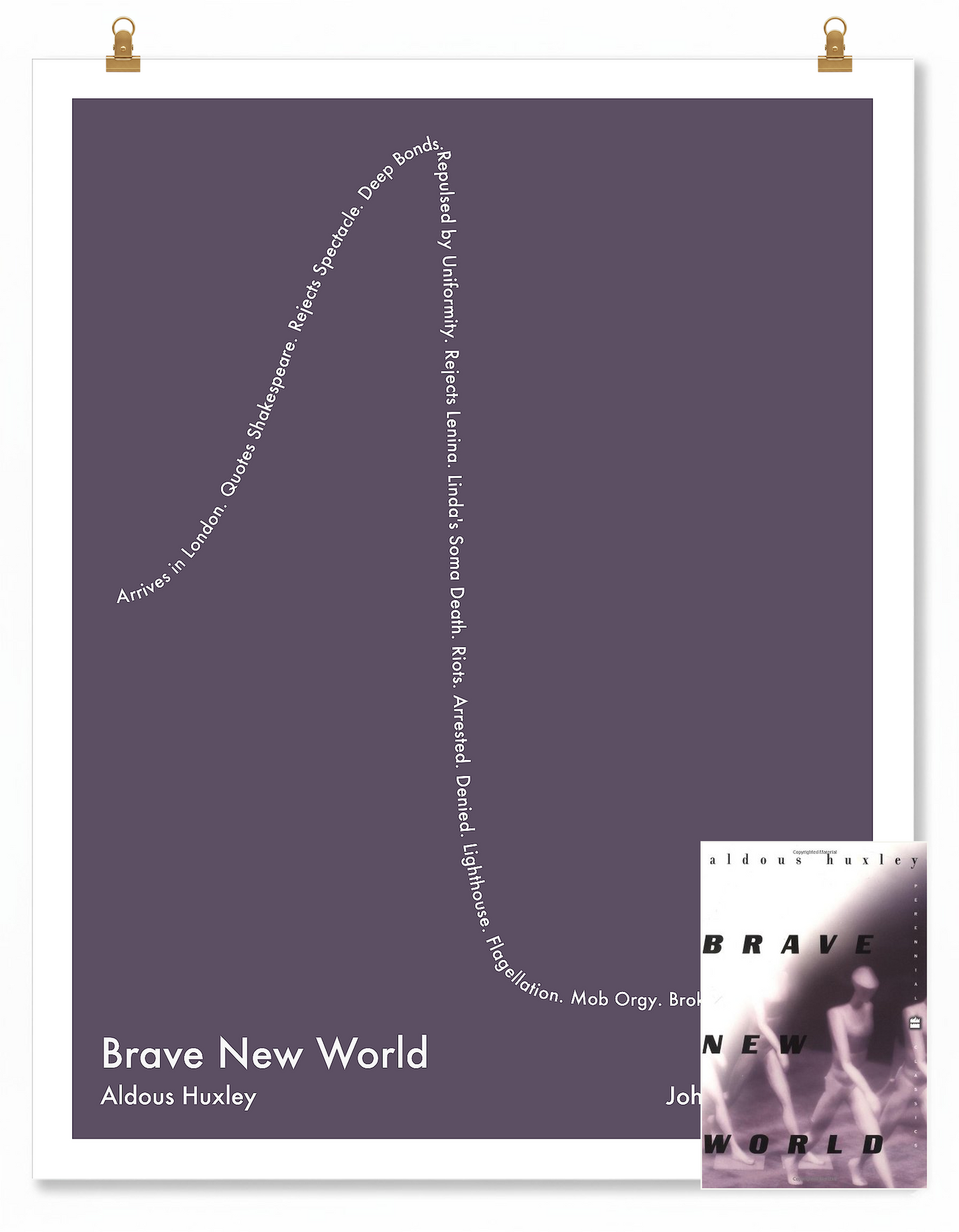 Brave New World — John the Savage — Aldous Huxley | ↑ ↓↓ — Icarus | 11x14 — Storybeats — Charcoal/White | SKU: 78539631128679890354