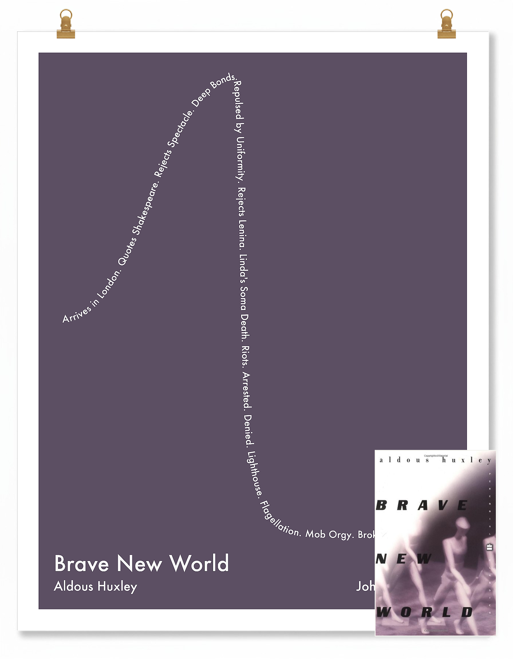 Brave New World — John the Savage — Aldous Huxley | ↑ ↓↓ — Icarus | 11x14 — Storybeats — Charcoal/White | SKU: 78539631128679890354