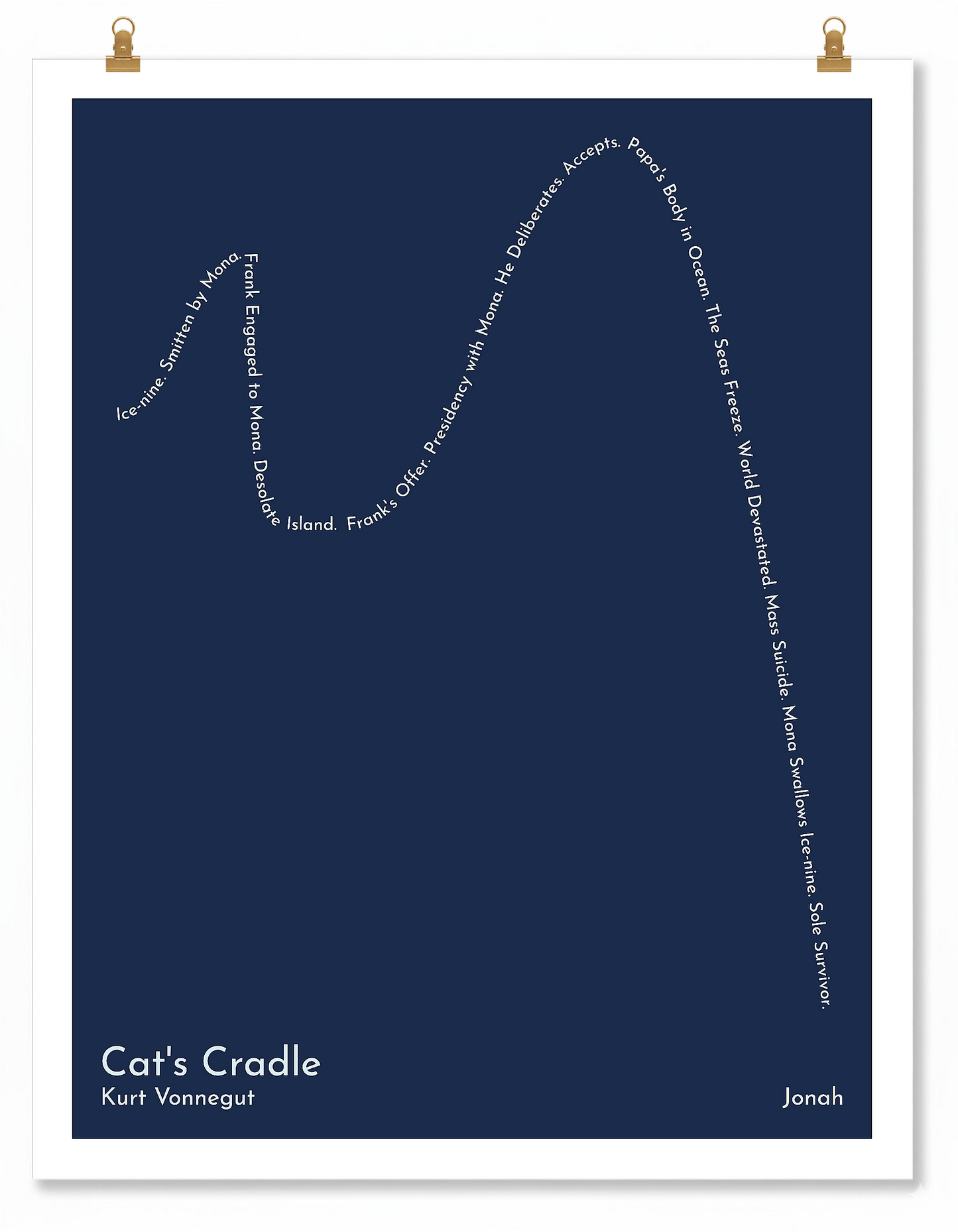 Cat's Cradle — Jonah — Kurt Vonnegut | ↑ ↓ ↑ ↓↓↓ — Complex | Poster