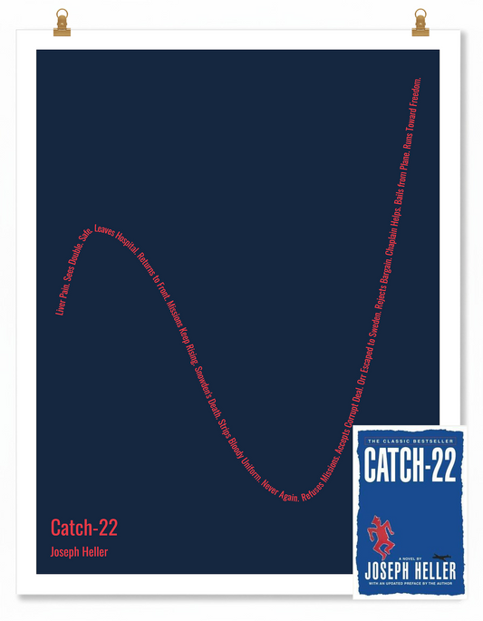 Catch-22 — Yossarian — Joseph Heller | ↑ ↓↓ ↑↑ — Boy Meets Girl | 11x14 — Storybeats — Navy/Red | SKU: 31215062630066252007