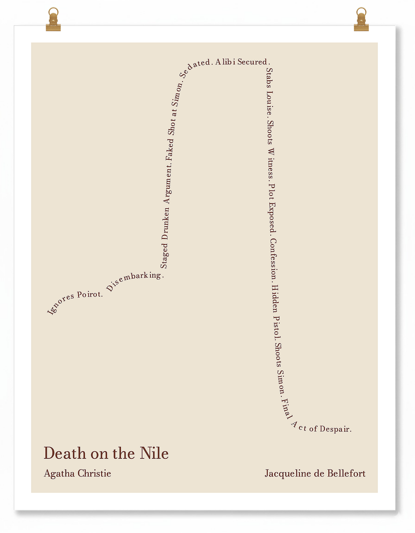 Death on the Nile — Jacqueline de Bellefort — Agatha Christie | ↑ ↓↓ — Icarus | 11x14 — Storybeats — Beige/Brown | Poster | SKU: 32507406305482691200