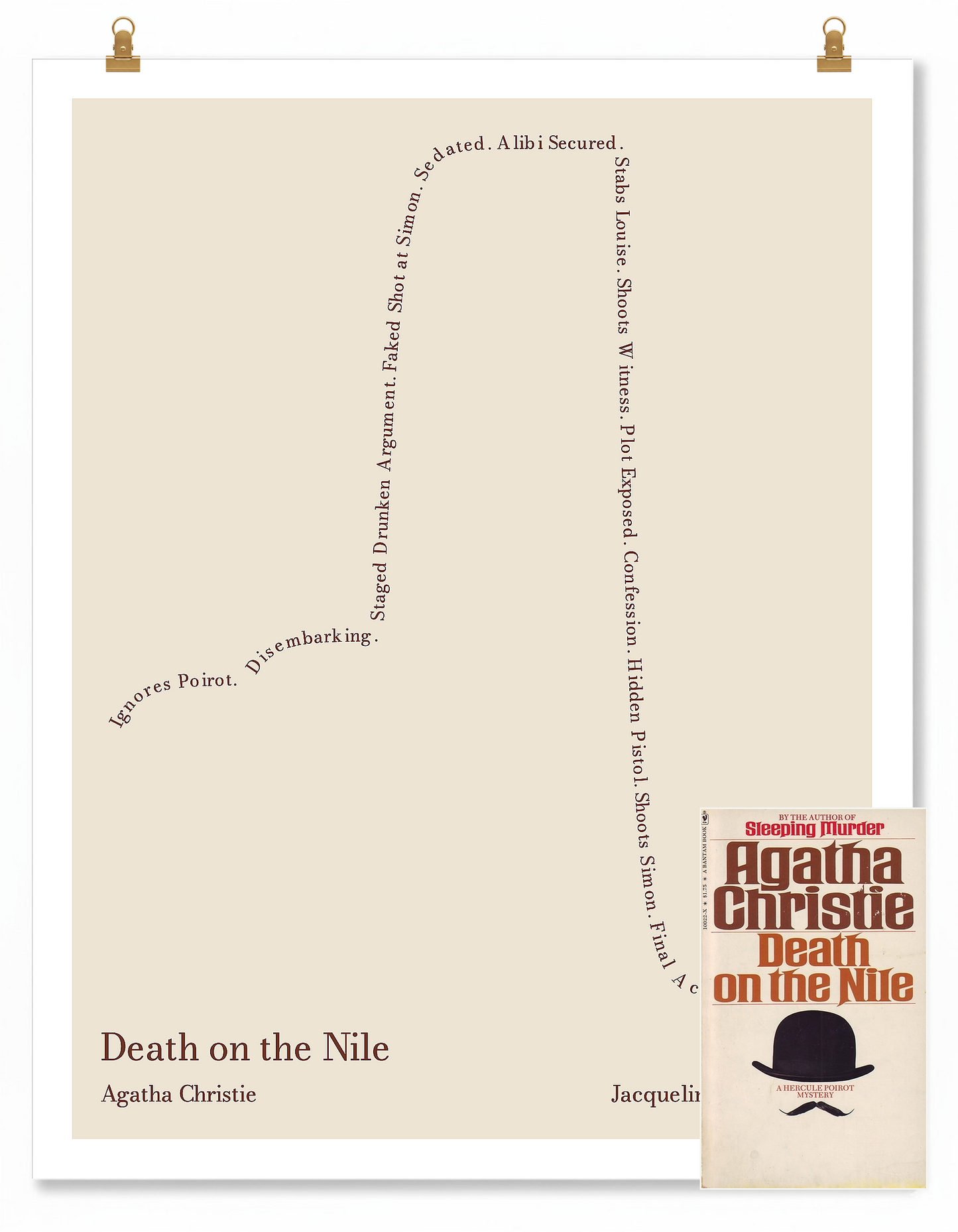 Death on the Nile — Jacqueline de Bellefort — Agatha Christie | ↑ ↓↓ — Icarus | 11x14 — Storybeats — Beige/Brown | SKU: 32507406305482691200