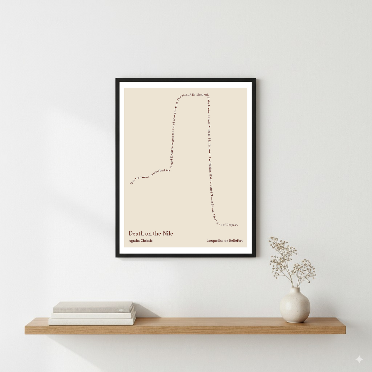 Death on the Nile — Jacqueline de Bellefort — Agatha Christie | ↑ ↓↓ — Icarus | 11x14 — Storybeats — Beige/Brown | Wall — Frame | SKU: 32507406305482691200