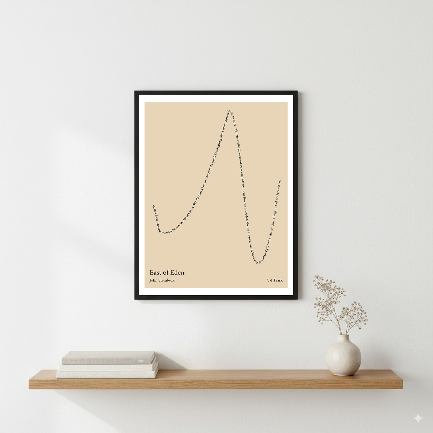 East of Eden — Cal Trask — John Steinbeck | ↓ ↑↑ ↓↓ ↑↑ — Complex | 11x14 — Storybeats — Tan/Black | Wall — Frame | SKU: 63762071838833329873