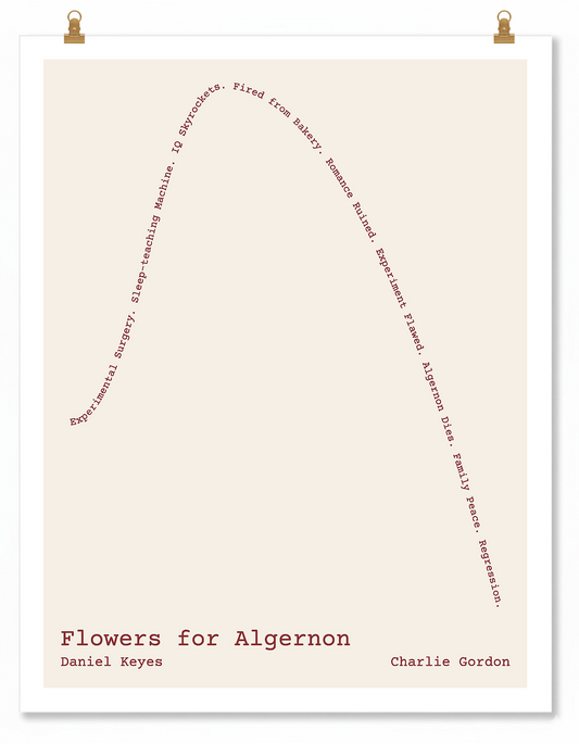 Flowers for Algernon — Charlie Gordon — Daniel Keyes | ↑ ↓↓ — Icarus | 11x14 — Storybeats — Ivory/Brown | Poster | SKU: 17782600790042521325