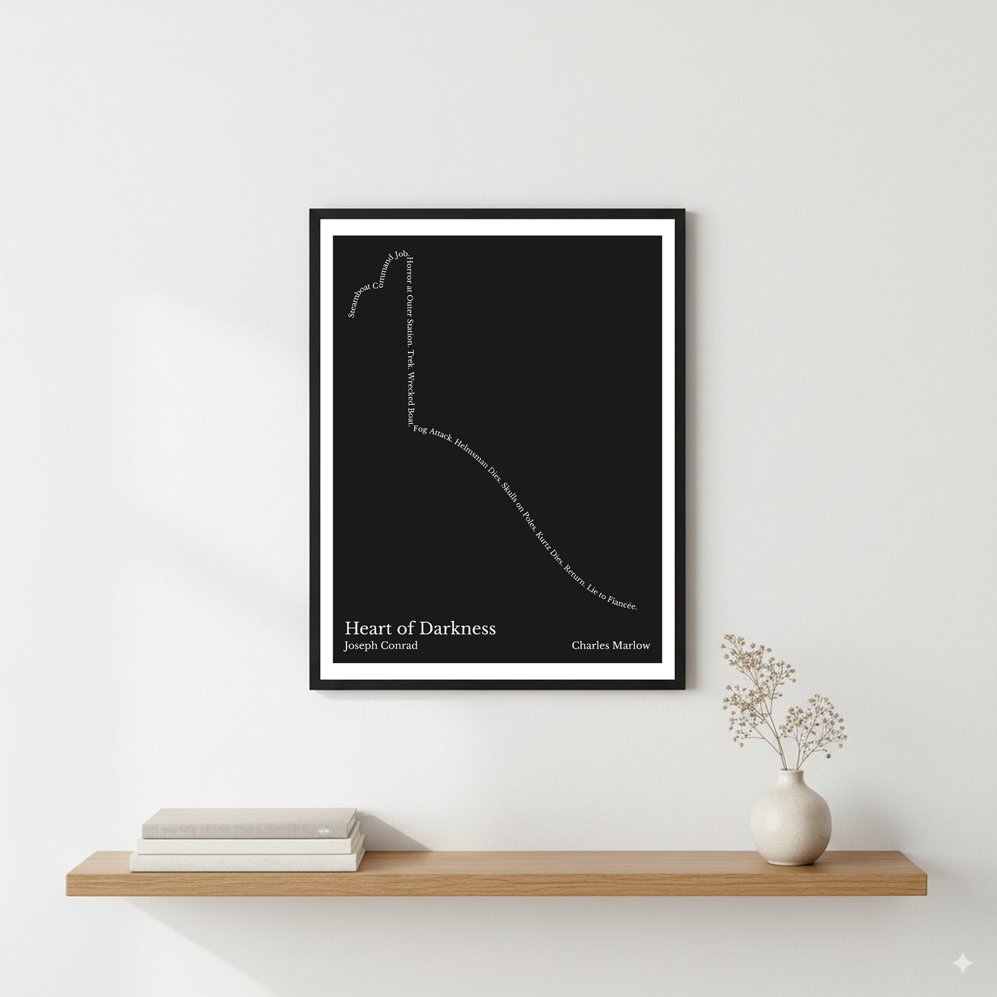 Heart of Darkness — Charles Marlow — Joseph Conrad | ↑ ↓↓↓ — Icarus | 11x14 — Storybeats — Black/White | Wall — Frame | SKU: 32724043060349228797