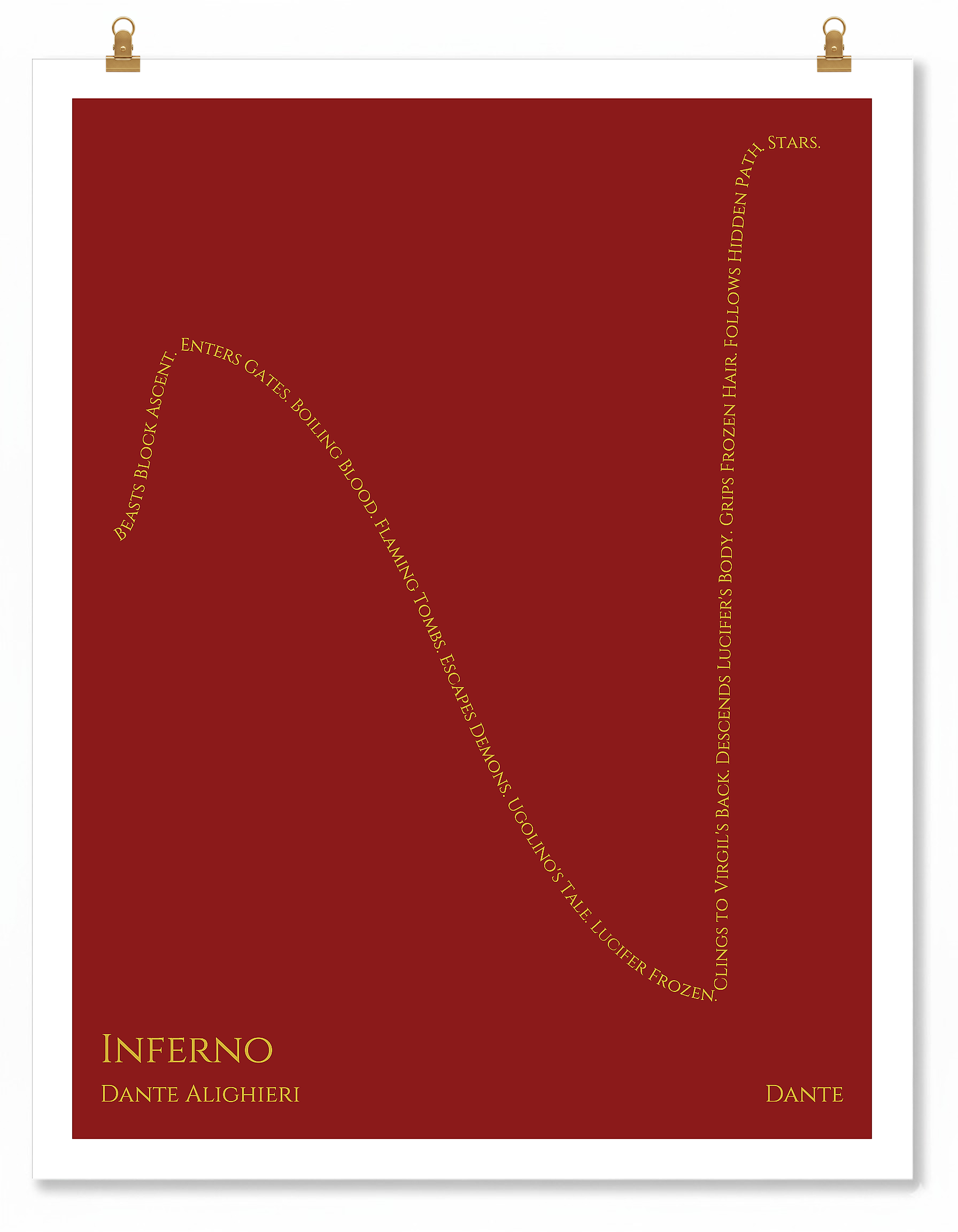 Inferno — Dante — Dante Alighieri | ↑ ↓↓ ↑↑ — Boy Meets Girl | 11x14 — Storybeats — Brown/Gold | Poster | SKU: 81874677658696538816