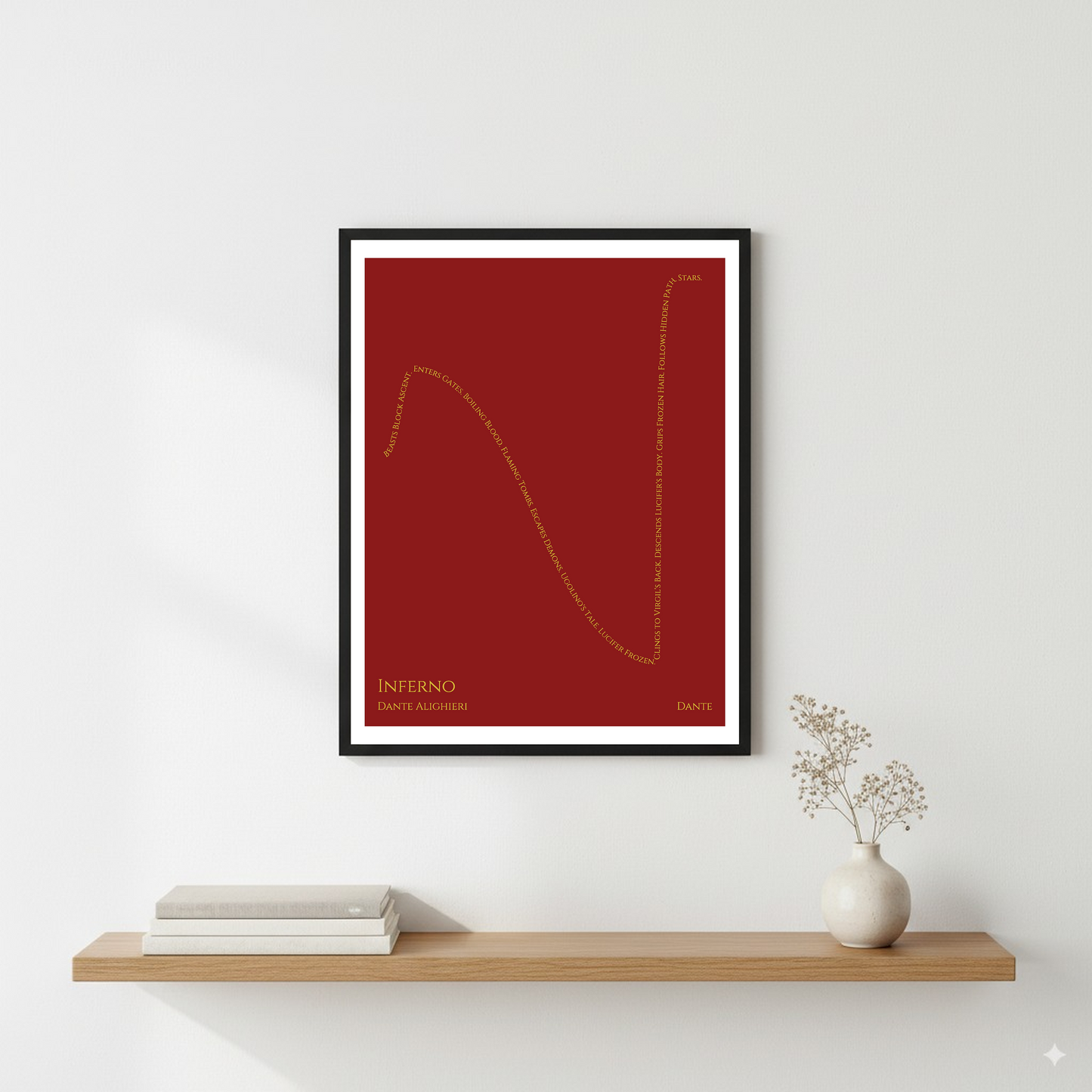 Inferno — Dante — Dante Alighieri | ↑ ↓↓ ↑↑ — Boy Meets Girl | 11x14 — Storybeats — Brown/Gold | Wall — Frame | SKU: 81874677658696538816