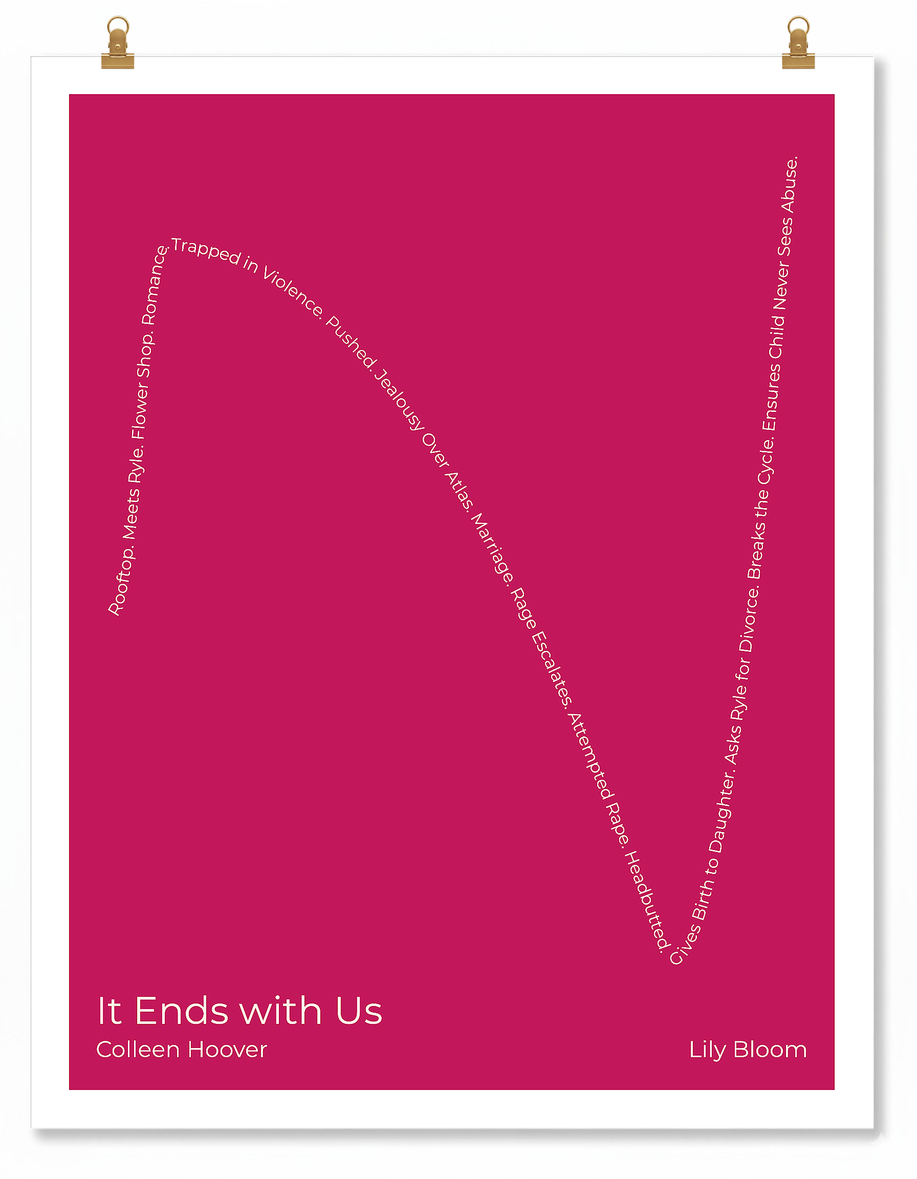 It Ends with Us — Lily Bloom — Colleen Hoover | ↑ ↓↓ ↑↑ — Boy Meets Girl | 11x14 — Storybeats — Purple/Ivory | Poster | SKU: 24174978140081207057