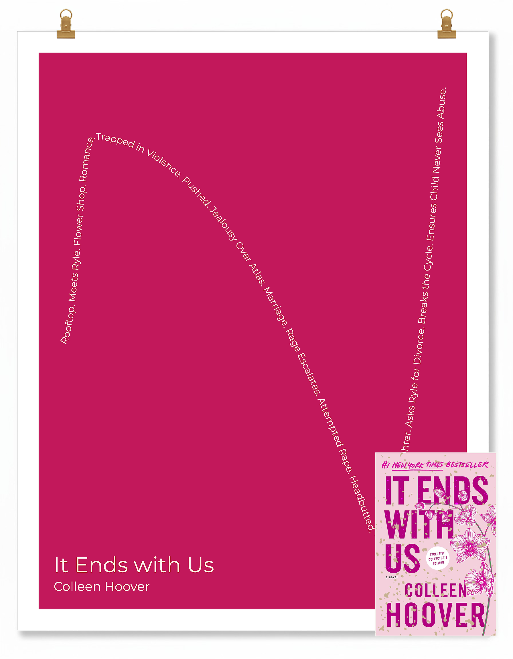 It Ends with Us — Lily Bloom — Colleen Hoover | ↑ ↓↓ ↑↑ — Boy Meets Girl | 11x14 — Storybeats — Purple/Ivory | SKU: 24174978140081207057