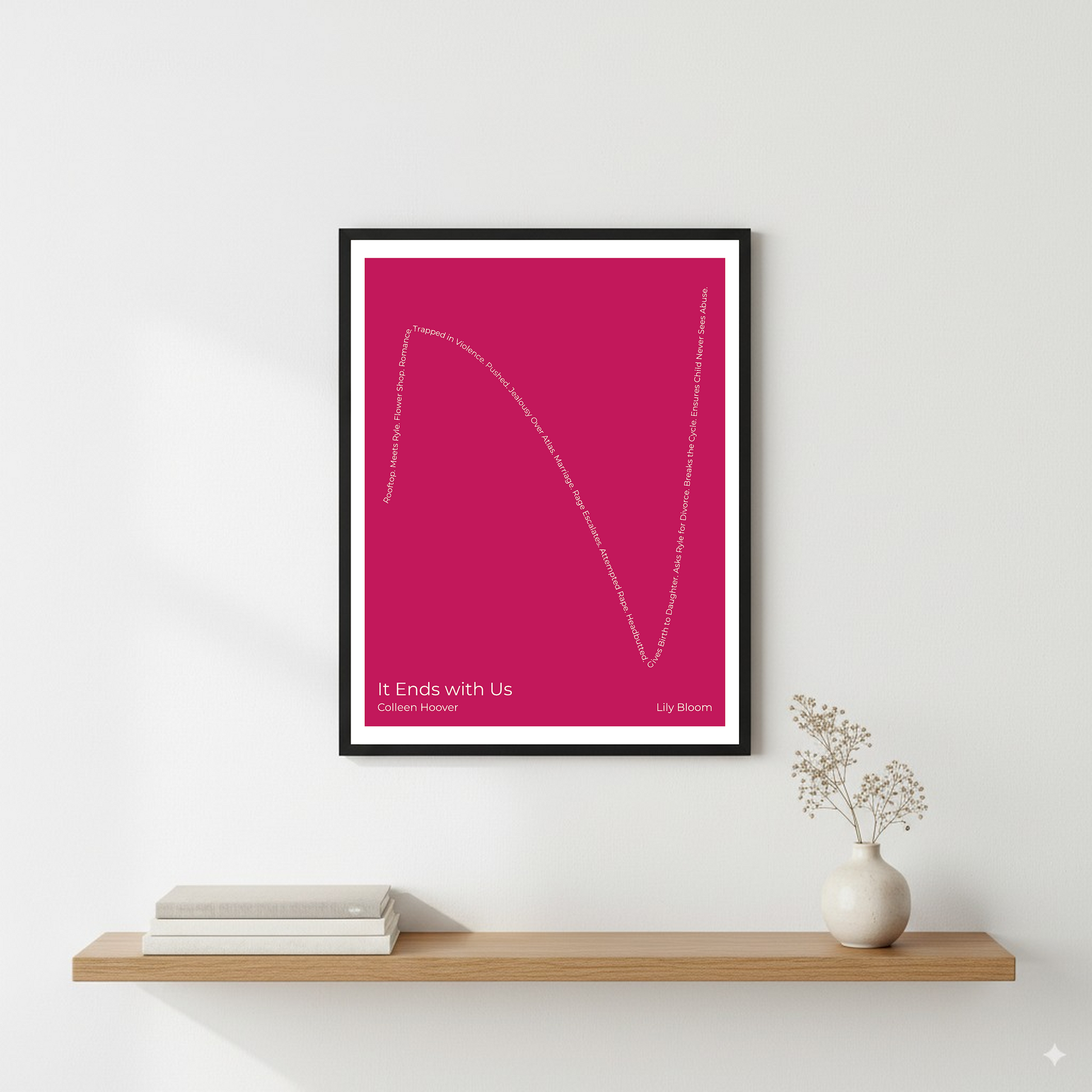 It Ends with Us — Lily Bloom — Colleen Hoover | ↑ ↓↓ ↑↑ — Boy Meets Girl | 11x14 — Storybeats — Purple/Ivory | Wall — Frame | SKU: 24174978140081207057