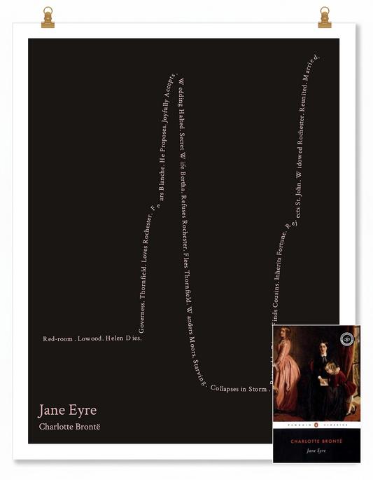 Jane Eyre — Jane Eyre — Charlotte Brontë | → ↑ ↓↓ ↑↑ — Boy Meets Girl | 11x14 — Storybeats — Black/Pink | SKU: 12132277122551250498