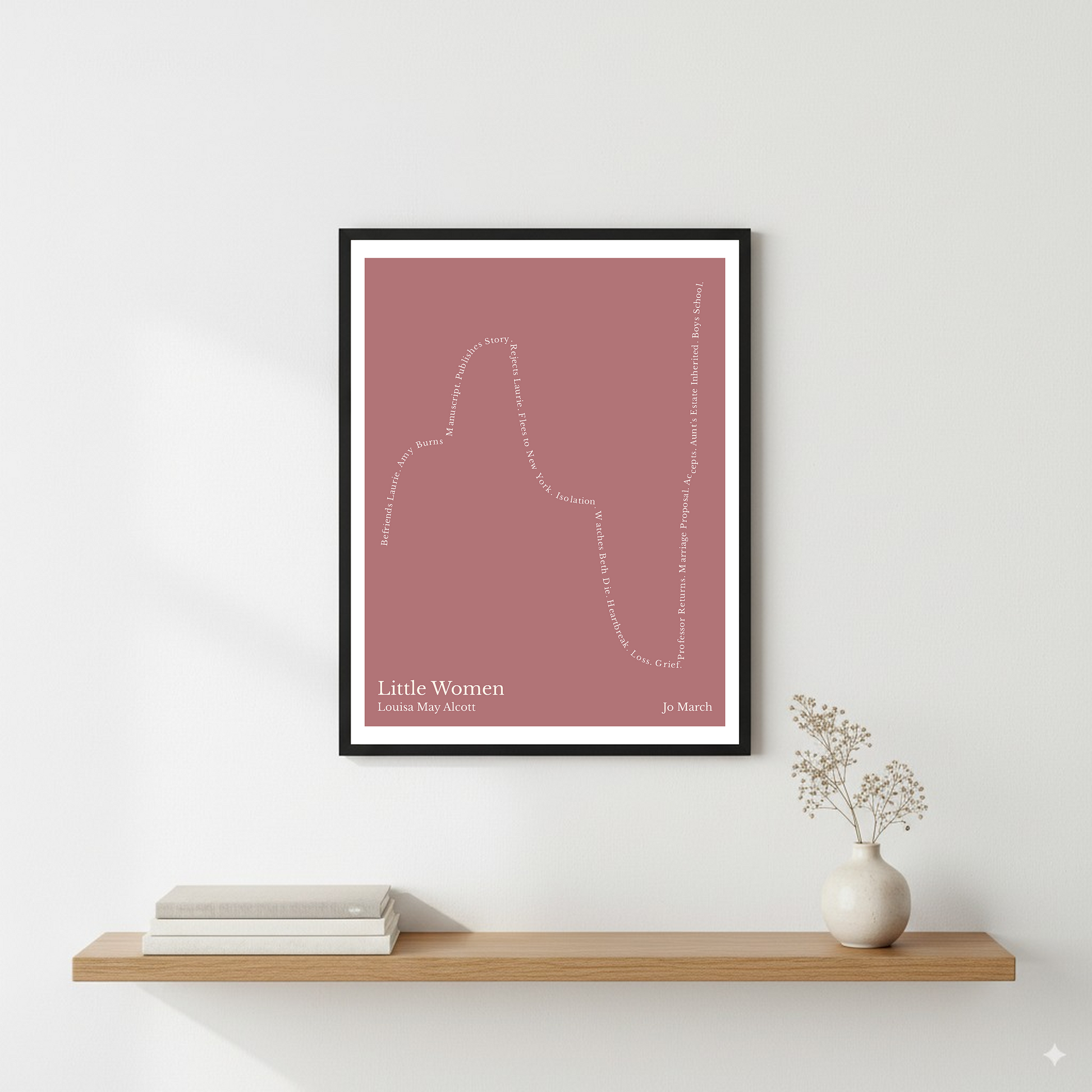Little Women — Jo March — Louisa May Alcott | ↑ ↓↓ ↑↑ — Boy Meets Girl | 11x14 — Storybeats — Gray/Ivory | Wall — Frame | SKU: 13167555023667438443