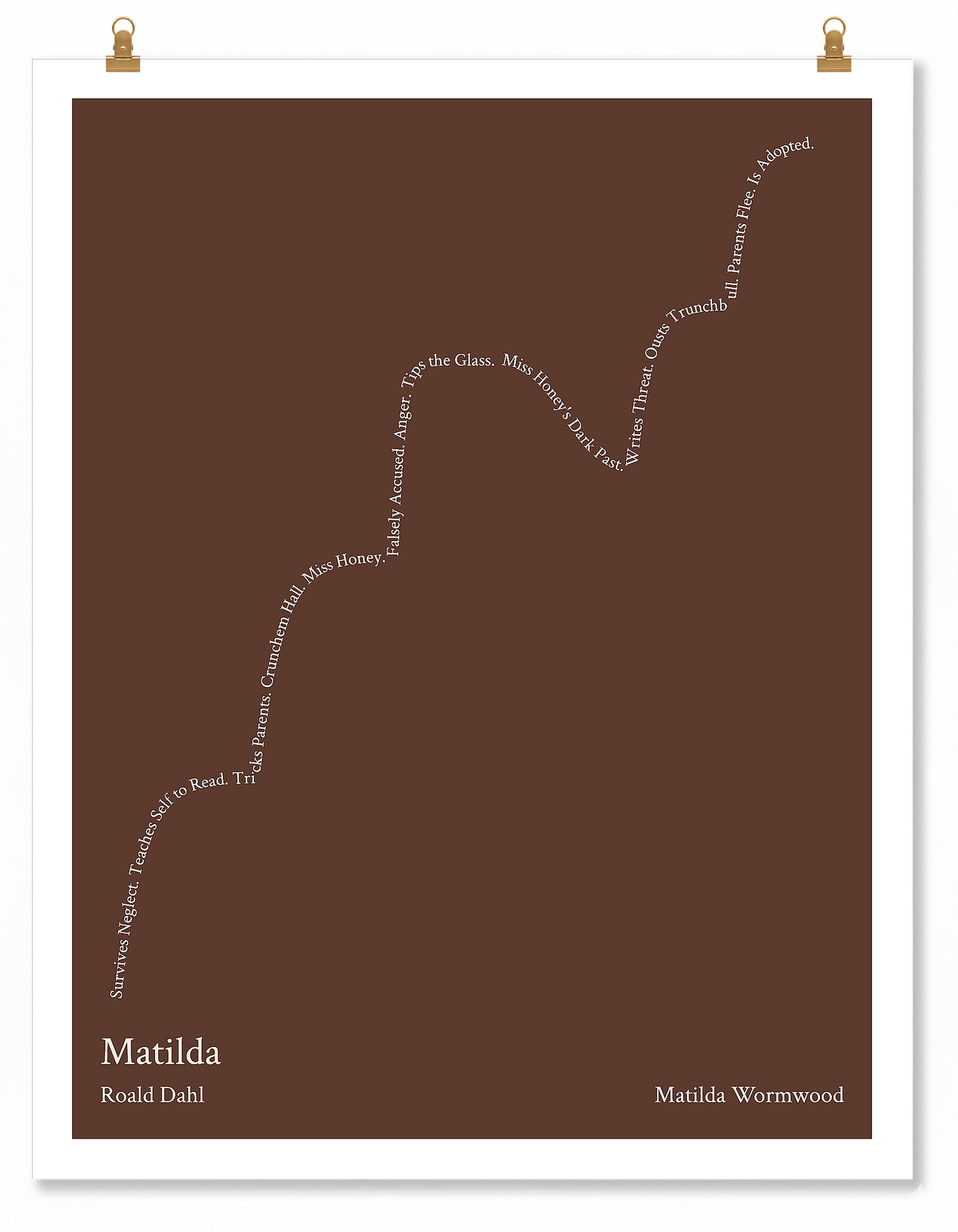 Matilda — Matilda Wormwood — Roald Dahl | ↑↑ ↓ ↑ — Boy Meets Girl | 11x14 — Storybeats — Brown/Beige | Poster | SKU: 12448726590358525276