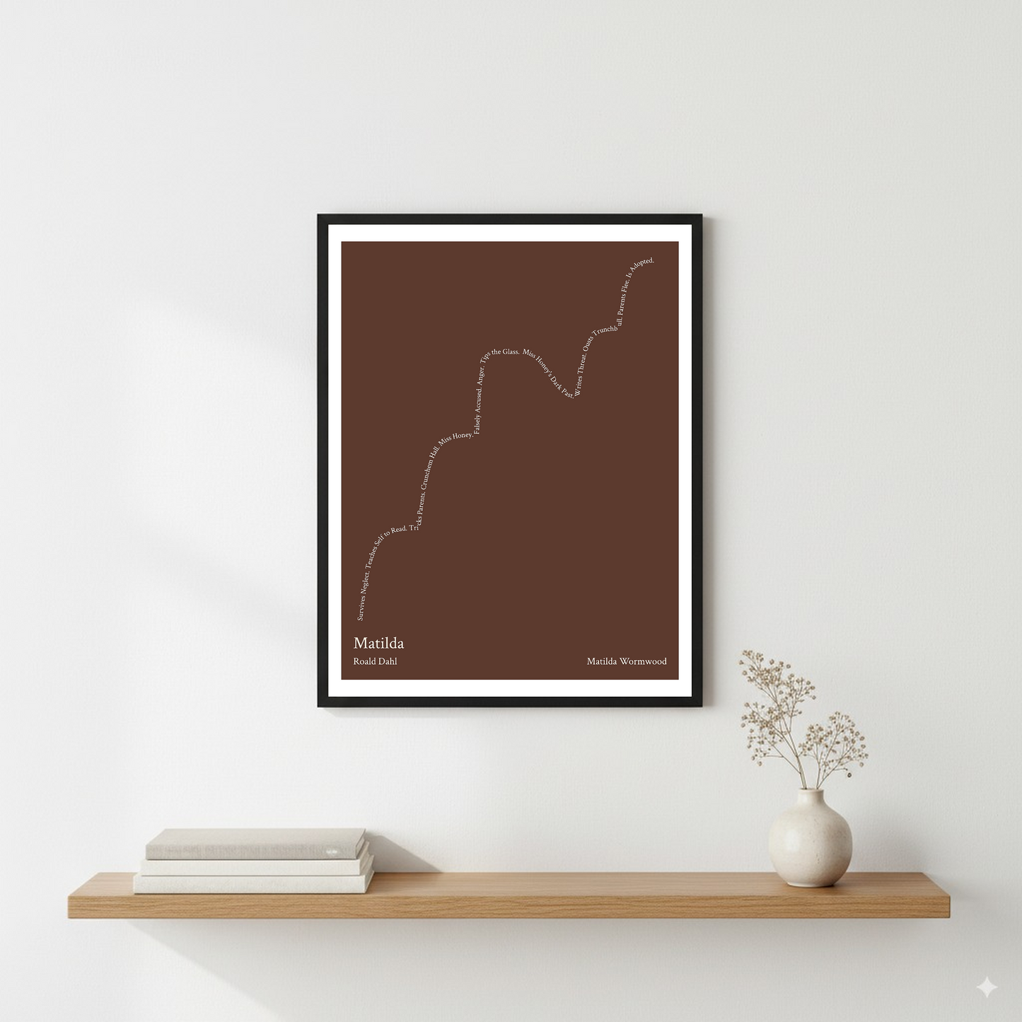 Matilda — Matilda Wormwood — Roald Dahl | ↑↑ ↓ ↑ — Boy Meets Girl | 11x14 — Storybeats — Brown/Beige | Wall — Frame | SKU: 12448726590358525276