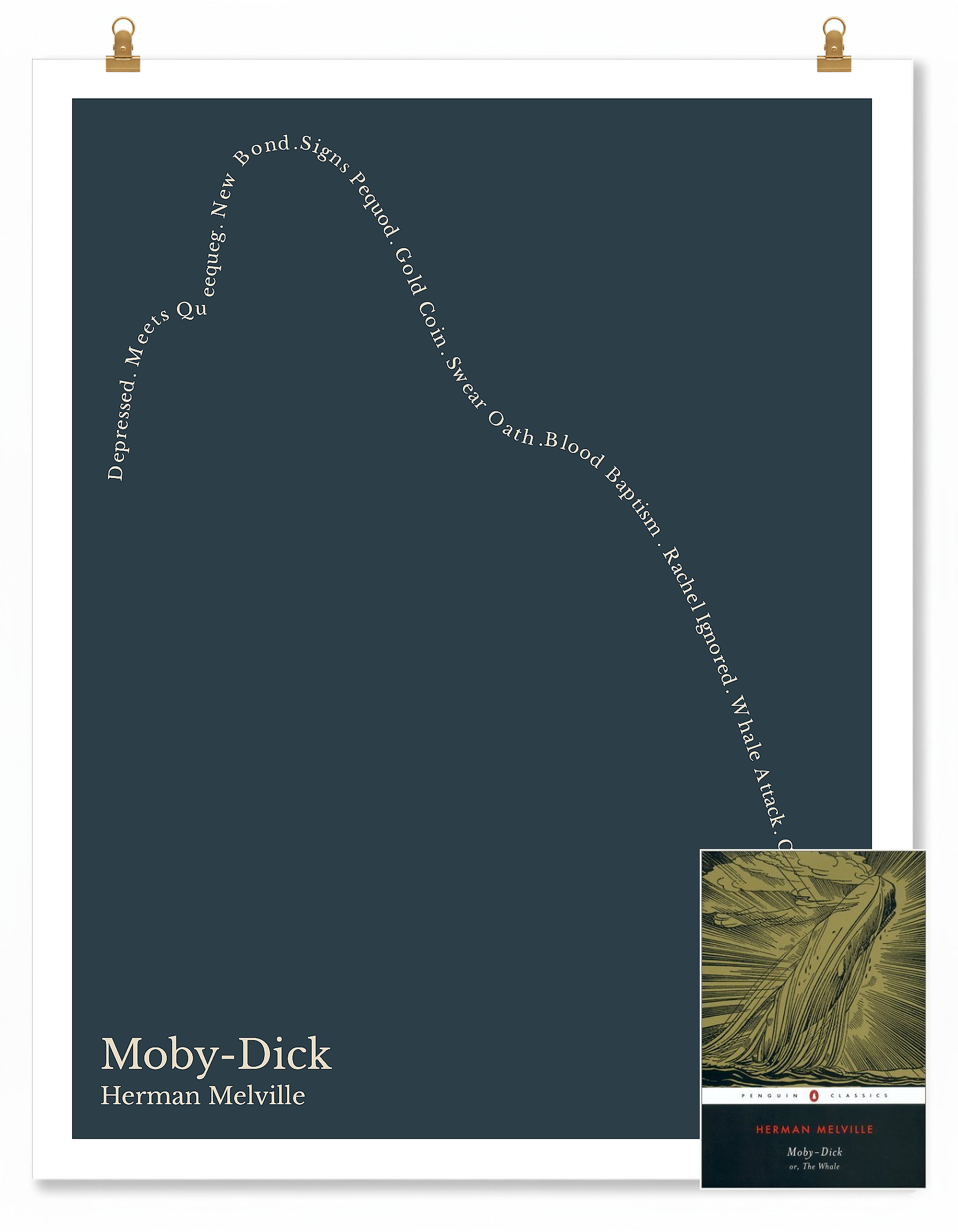 Moby-Dick — Ishmael — Herman Melville | ↑ ↓↓↓ — Icarus | 11x14 — Storybeats — Charcoal/Beige | SKU: 11666493008646137822