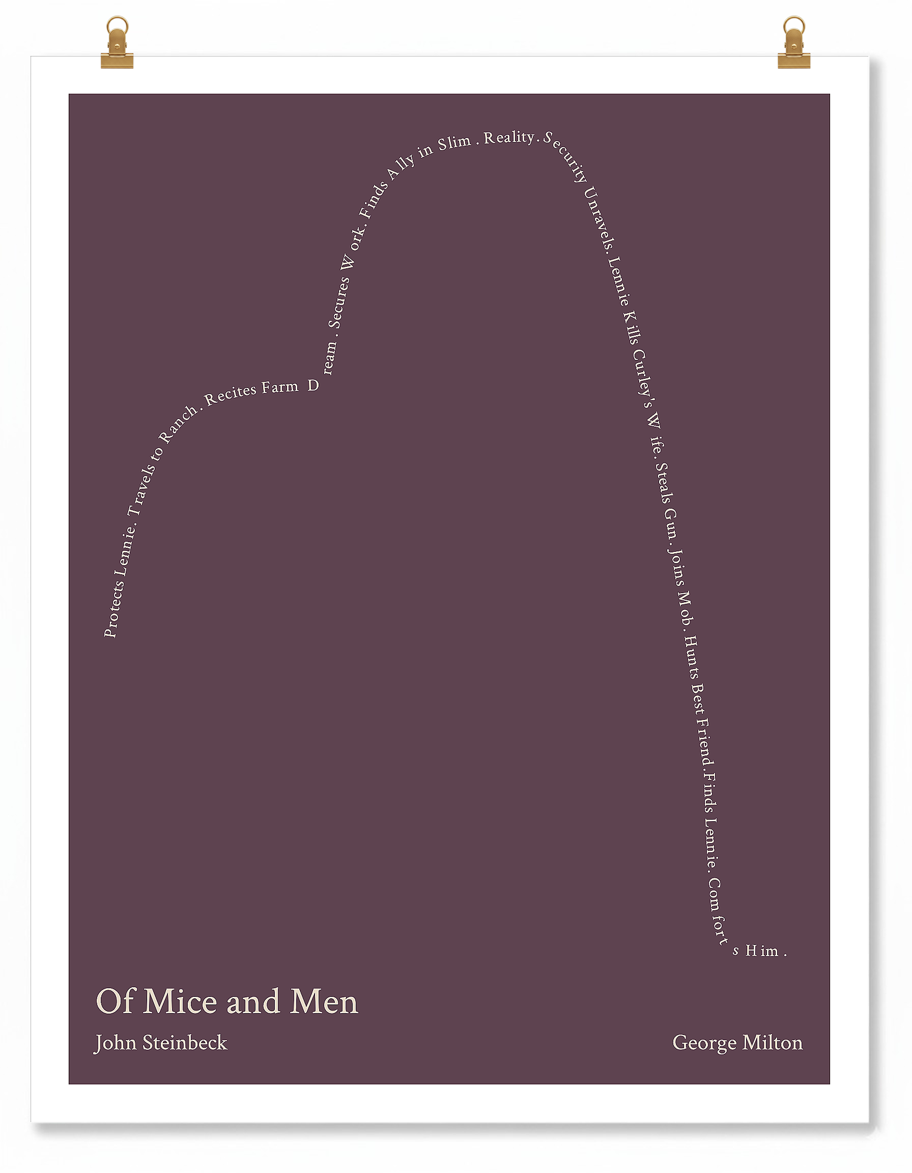 Of Mice and Men — George Milton — John Steinbeck | ↑ ↓↓ — Icarus | 11x14 — Storybeats — Purple/Beige | Poster | SKU: 31178900175341192327