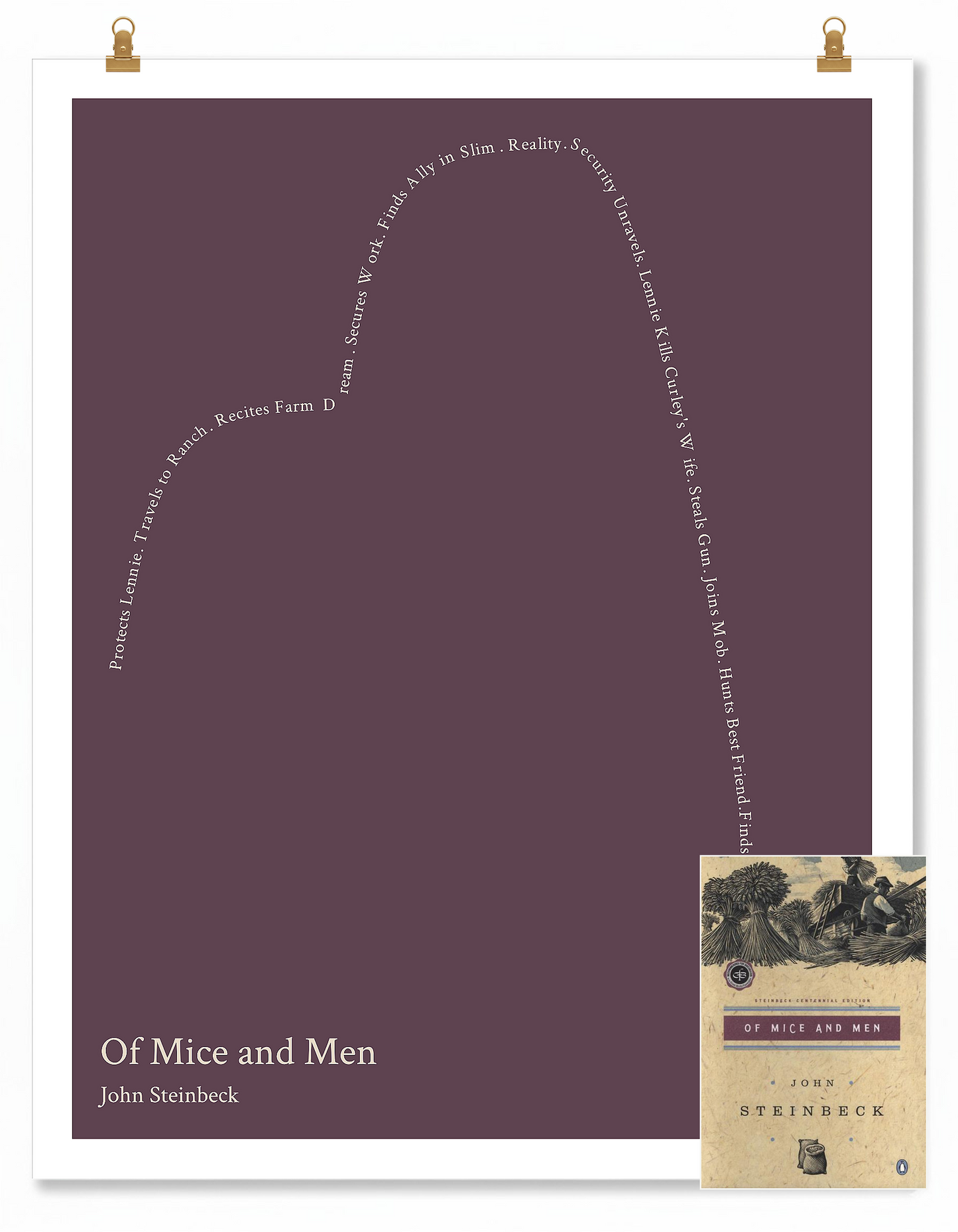Of Mice and Men — George Milton — John Steinbeck | ↑ ↓↓ — Icarus | 11x14 — Storybeats — Purple/Beige | SKU: 31178900175341192327