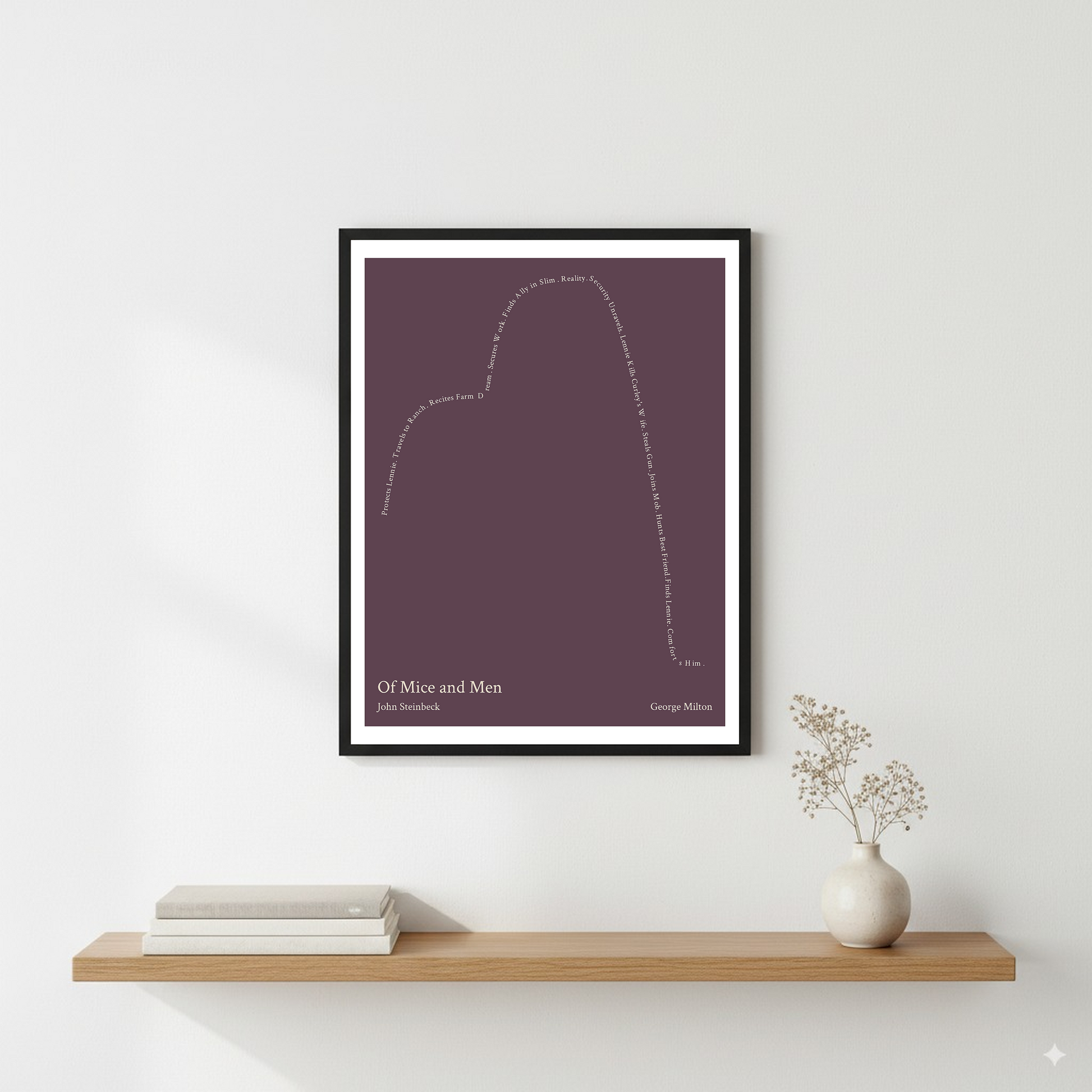 Of Mice and Men — George Milton — John Steinbeck | ↑ ↓↓ — Icarus | 11x14 — Storybeats — Purple/Beige | Wall — Frame | SKU: 31178900175341192327