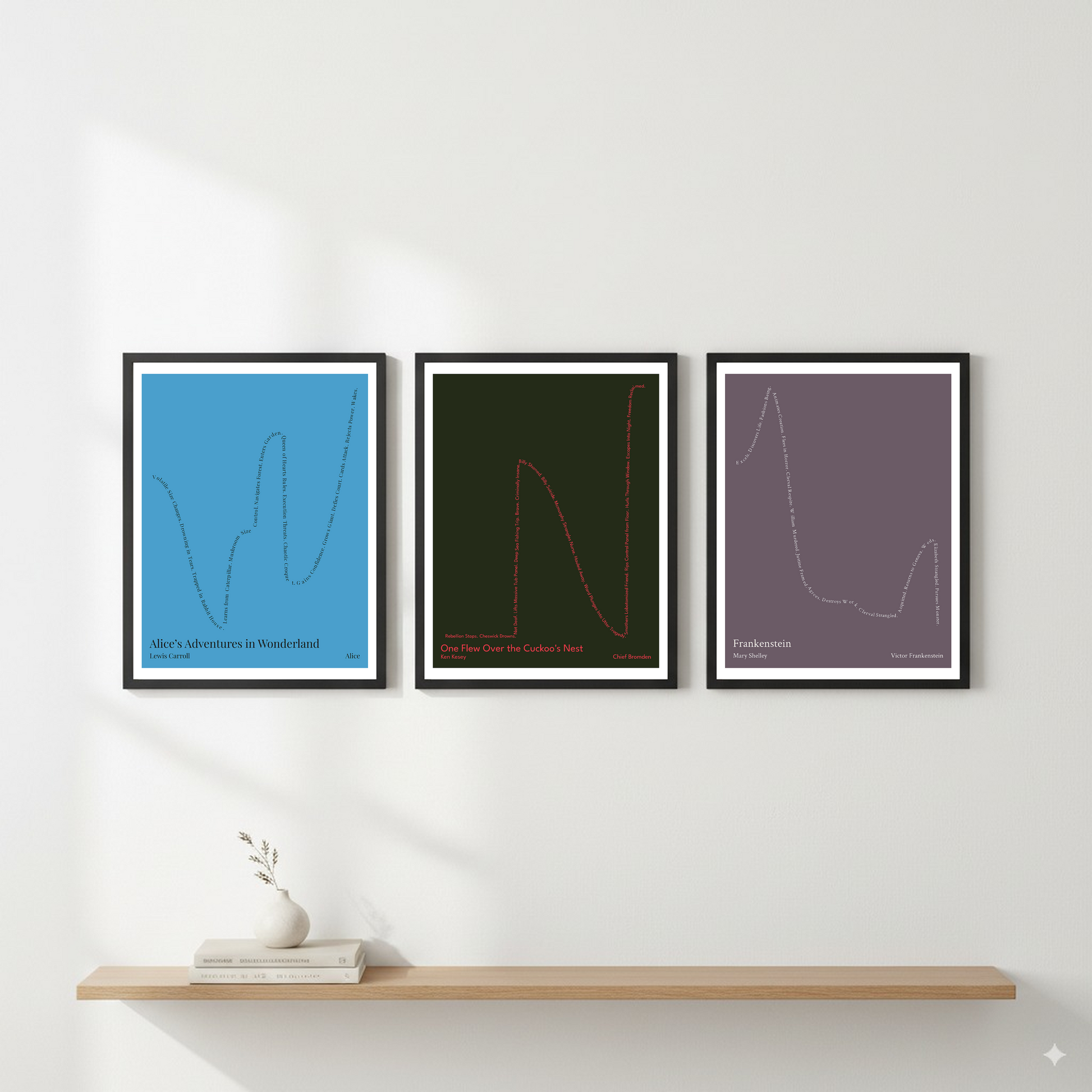 One Flew Over the Cuckoo's Nest — Chief Bromden — Ken Kesey | → ↑ ↓ ↑↑ — Boy Meets Girl | 11x14 — Storybeats — Black/Red | Gallery Wall — Frame | SKU: 20061460723933393336