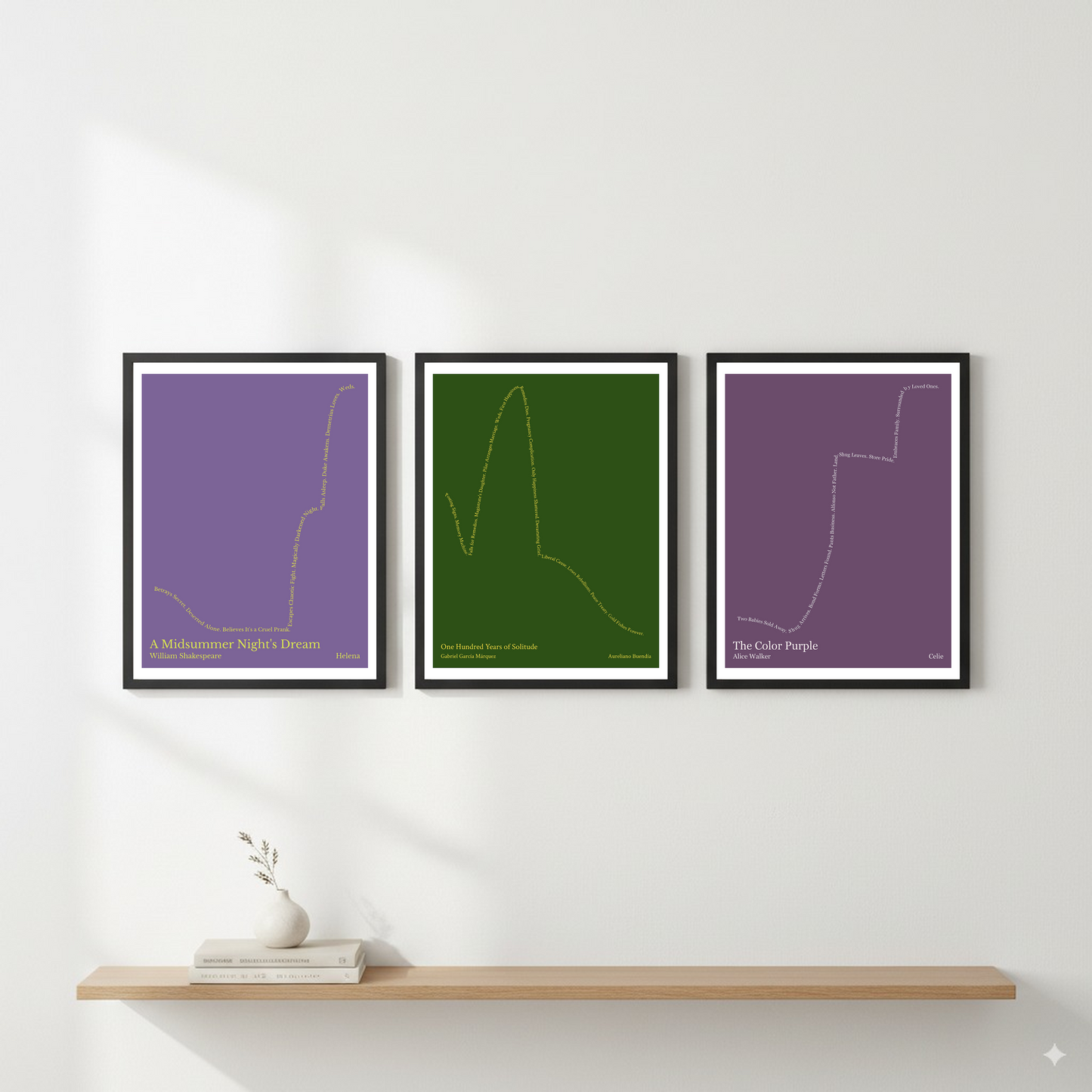 One Hundred Years of Solitude — Aureliano Buendía — Gabriel García Márquez | ↓ ↑↑ ↓↓ — Oedipus | 11x14 — Storybeats — Forest/Gold | Gallery Wall — Frame | SKU: 27661884973408736406