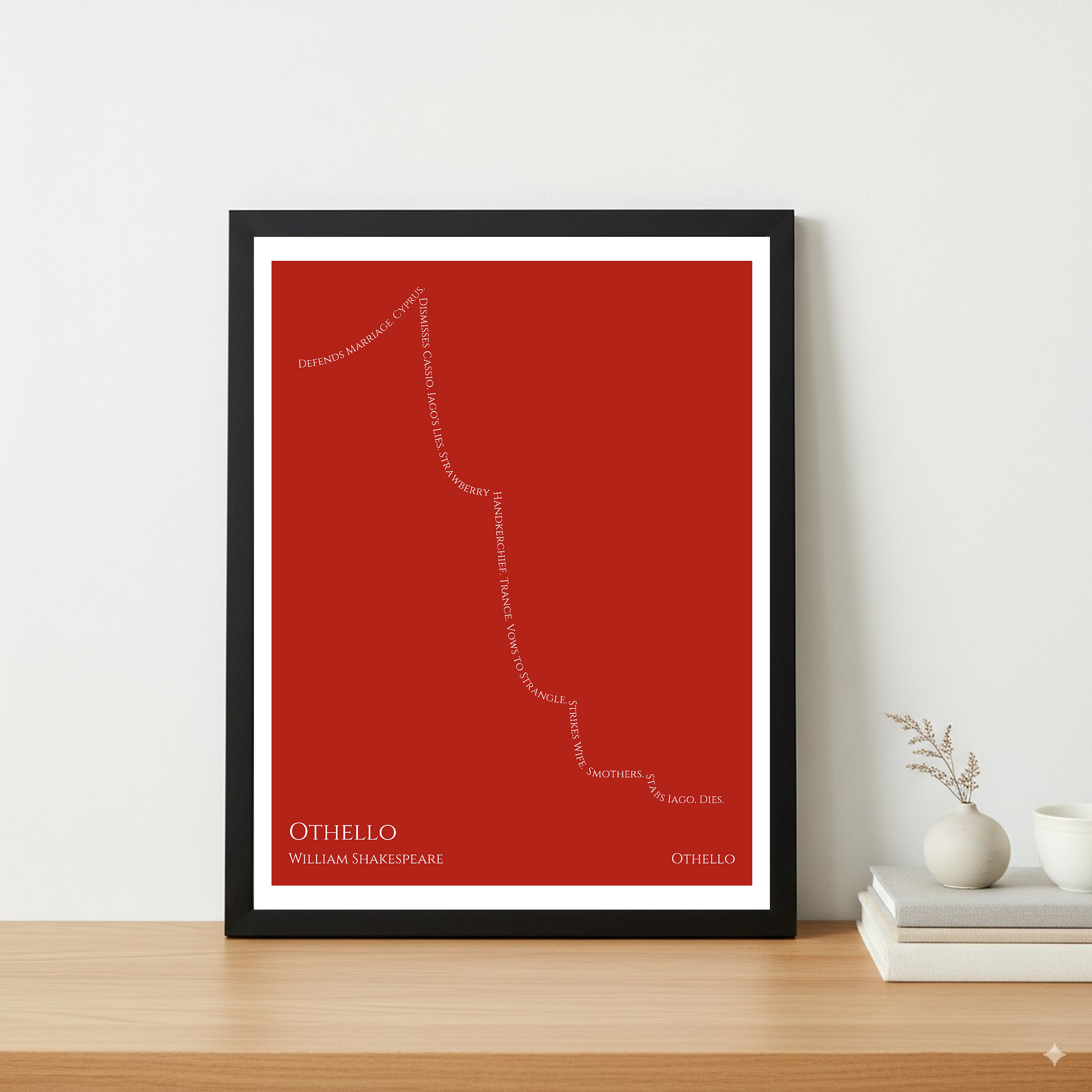 Othello — Othello — William Shakespeare | ↑ ↓↓↓ — Icarus | 11x14 — Storybeats — Brown/White | Table — Frame | SKU: 27991482539831048240