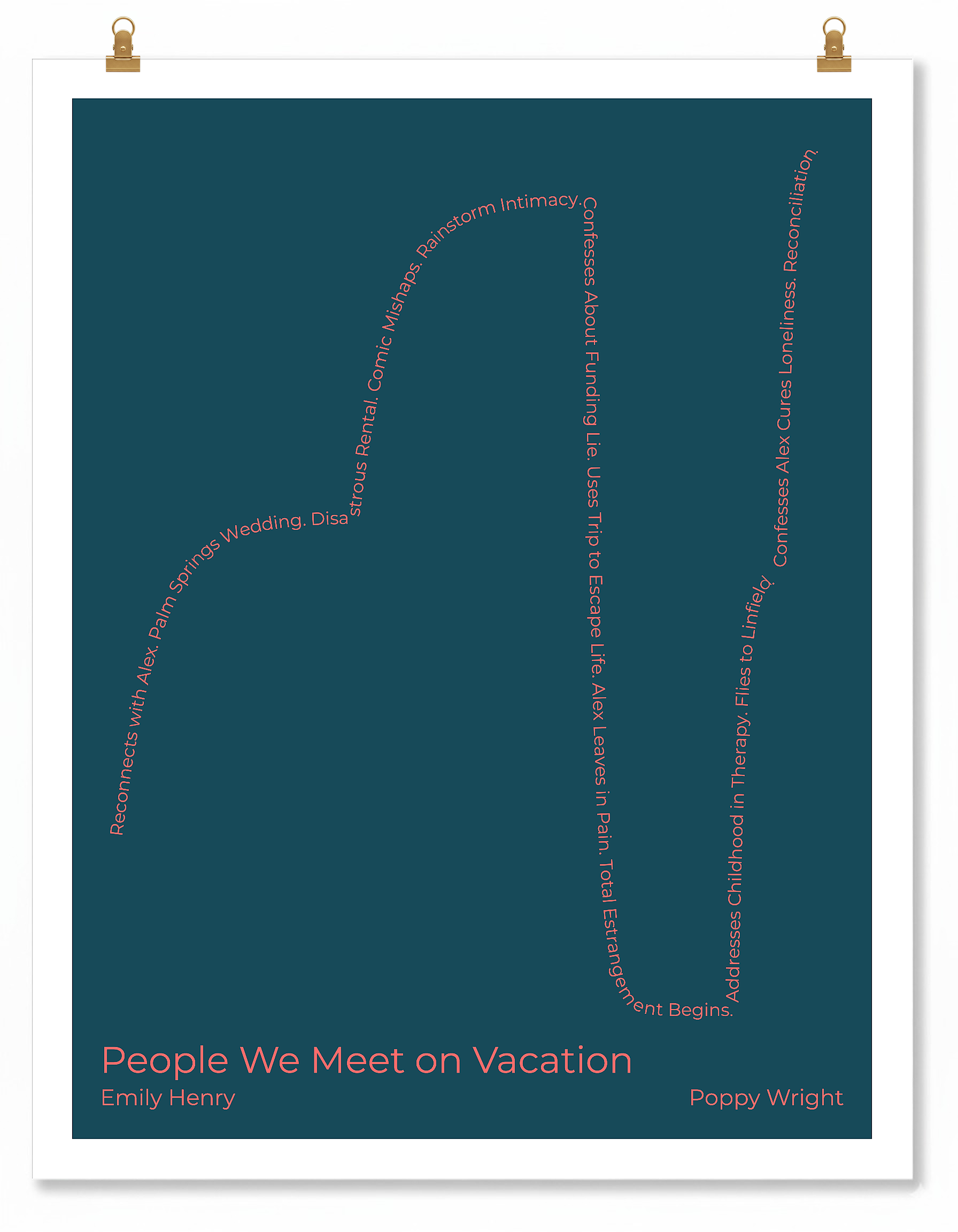 People We Meet on Vacation — Poppy Wright — Emily Henry | ↑↑ ↓↓ ↑↑ — Boy Meets Girl | 11x14 — Storybeats — Charcoal/Red | Poster | SKU: 20359072004665166032