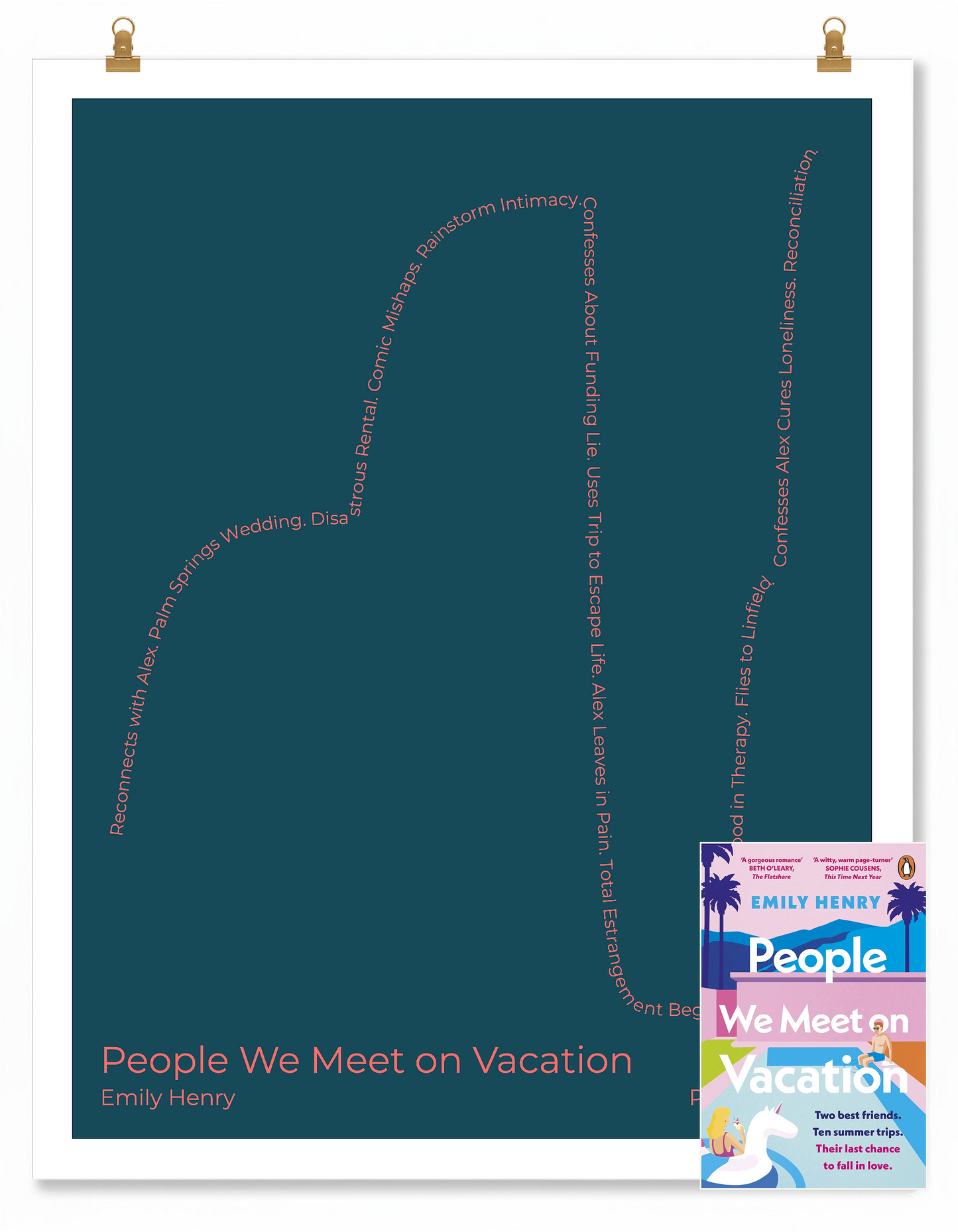 People We Meet on Vacation — Poppy Wright — Emily Henry | ↑↑ ↓↓ ↑↑ — Boy Meets Girl | 11x14 — Storybeats — Charcoal/Red | SKU: 20359072004665166032