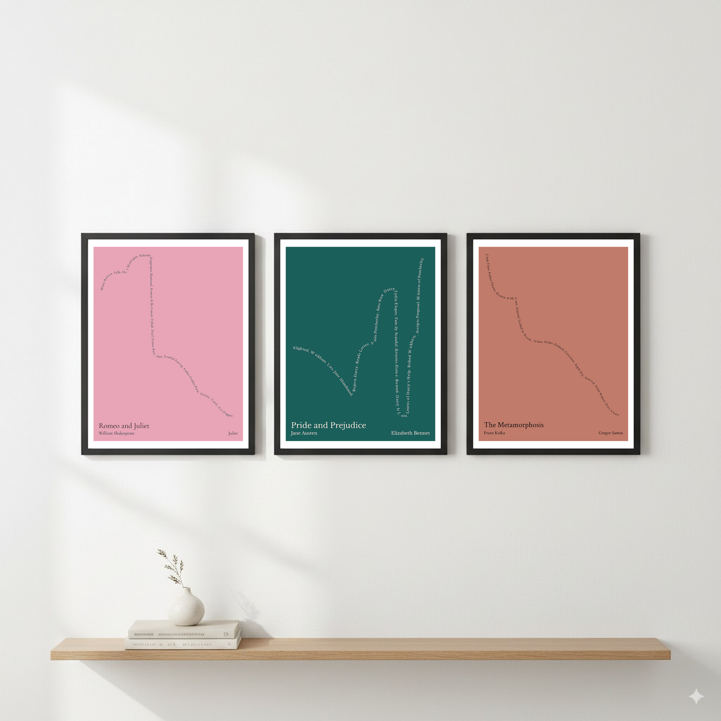 Pride and Prejudice — Elizabeth Bennet — Jane Austen | ↓ ↑↑ ↓↓ ↑↑ — Complex | 11x14 — Storybeats — Teal/Beige | Gallery Wall — Frame | SKU: 23464984038820176426