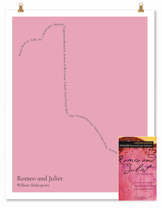 Romeo and Juliet — Juliet — William Shakespeare | ↑ ↓↓↓ — Icarus | 11x14 — Storybeats — Pink/Black | SKU: 21923608876238586022