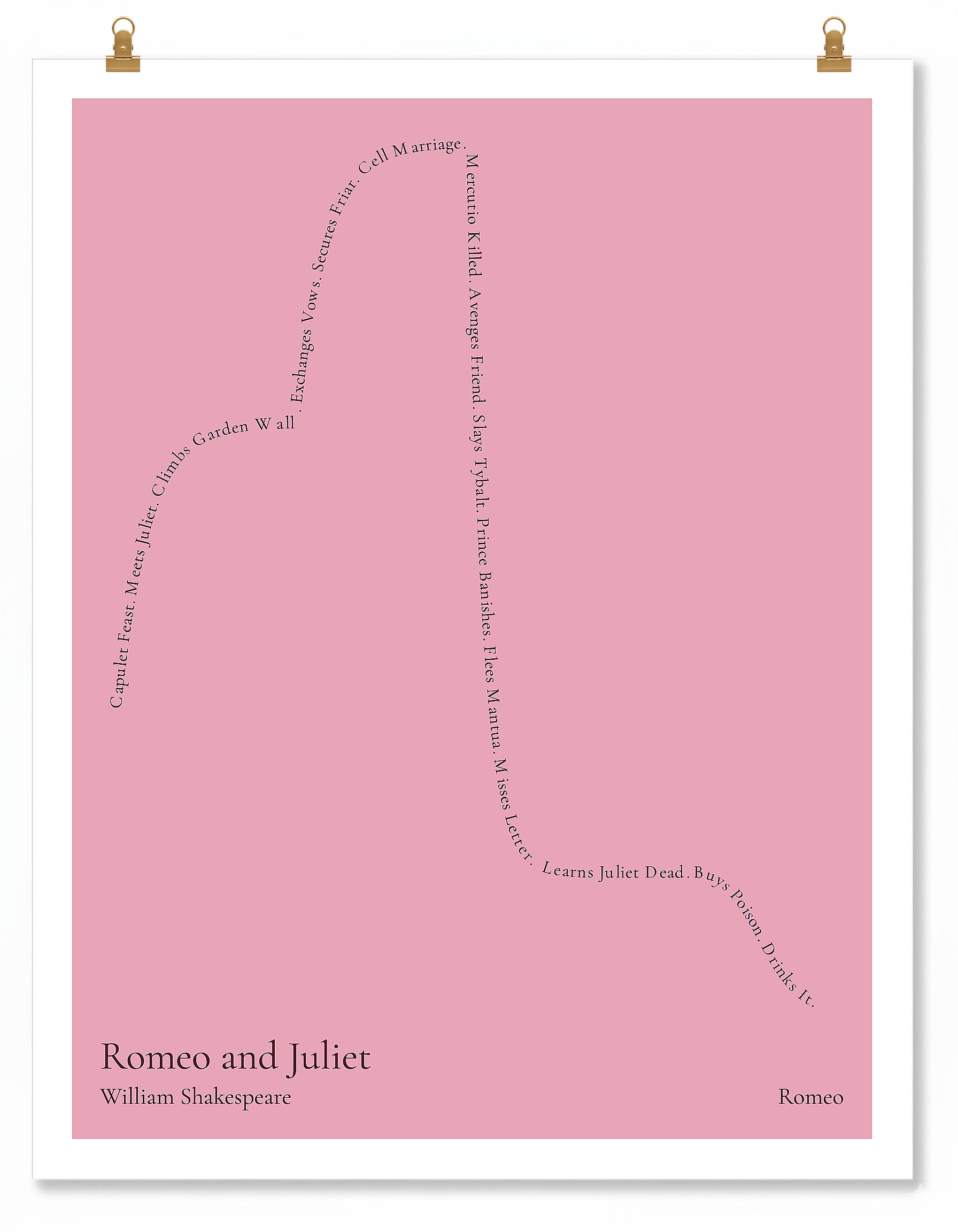 Romeo and Juliet — Romeo — William Shakespeare | ↑ ↓↓ — Icarus | 11x14 — Storybeats — Pink/Black | Poster | SKU: 85638760750451076852