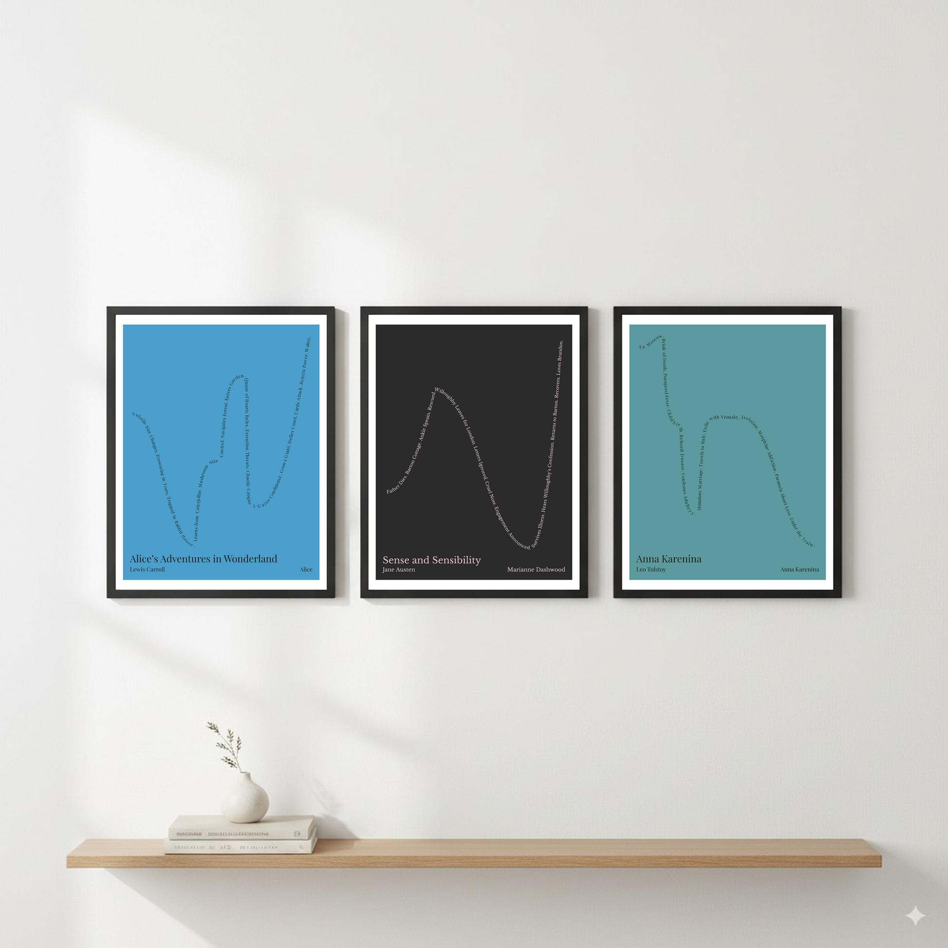Sense and Sensibility — Marianne Dashwood — Jane Austen | ↑ ↓↓ ↑↑ — Boy Meets Girl | 11x14 — Storybeats — Gray/Pink | Gallery Wall — Frame | SKU: 11026859602138217482