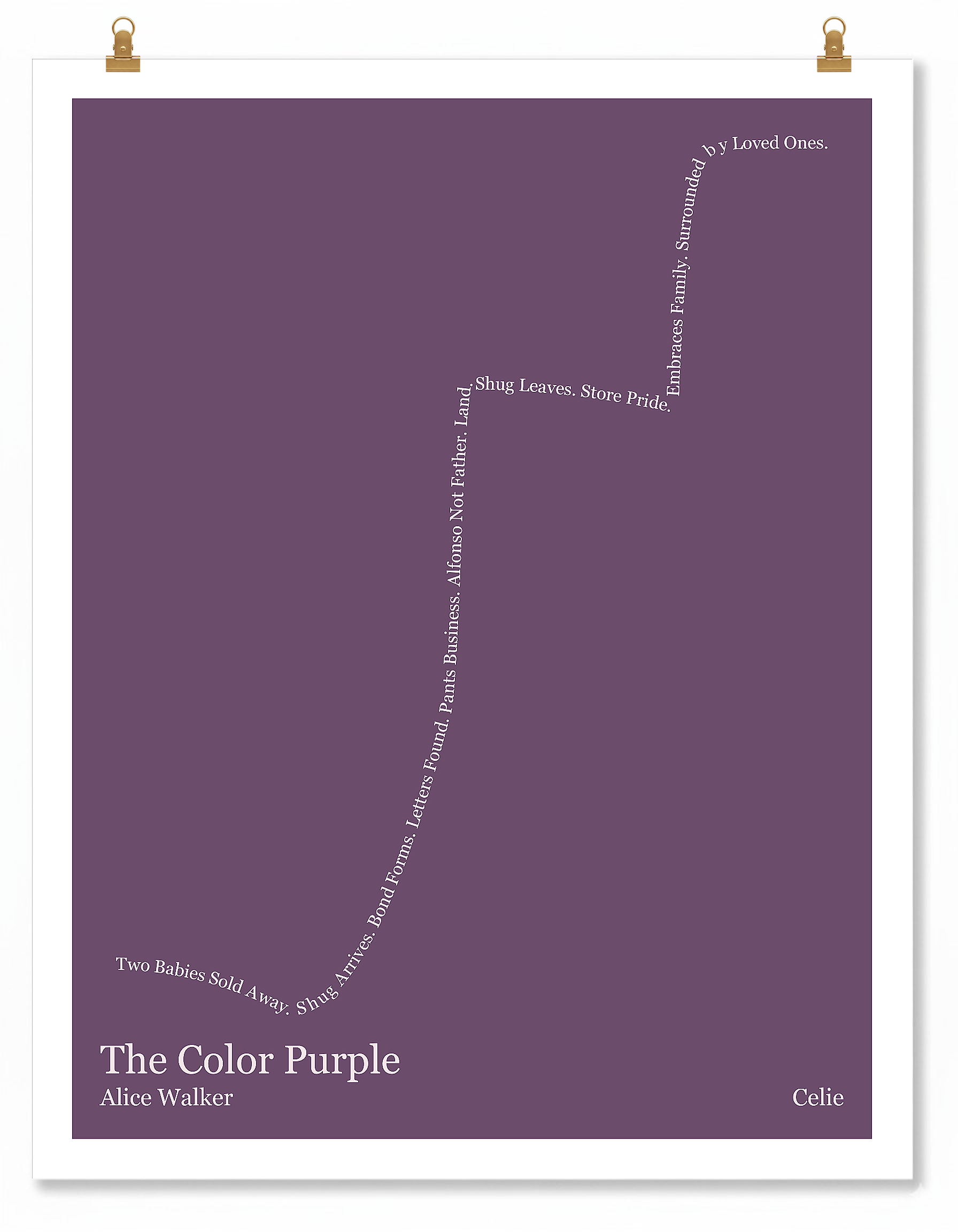 The Color Purple — Celie — Alice Walker | → ↑↑ → ↑ — Other | 11x14 — Storybeats — Purple/White | Poster | SKU: 14857280676070342267