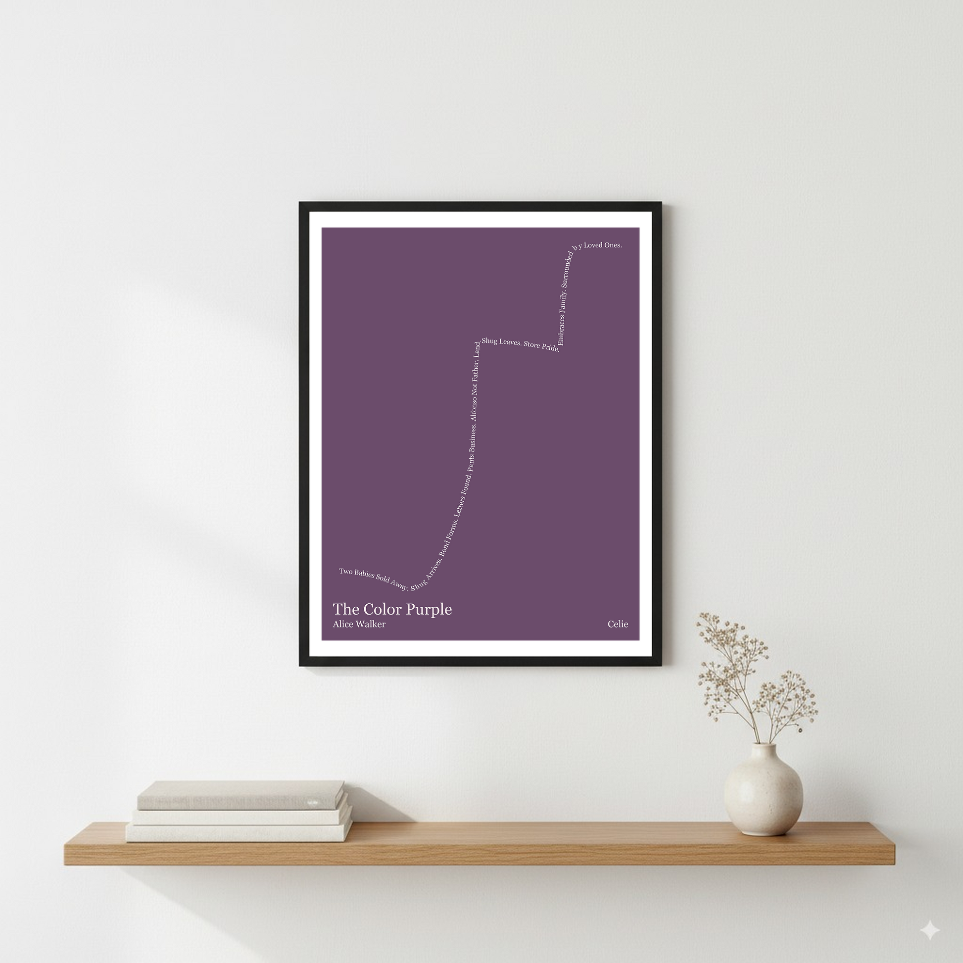 The Color Purple — Celie — Alice Walker | → ↑↑ → ↑ — Other | 11x14 — Storybeats — Purple/White | Wall — Frame | SKU: 14857280676070342267
