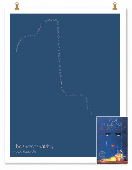 The Great Gatsby — Jay Gatsby — F. Scott Fitzgerald | ↑ ↓↓↓ — Icarus | 11x14 — Storybeats — Charcoal/Ivory | SKU: 32460443432191209223